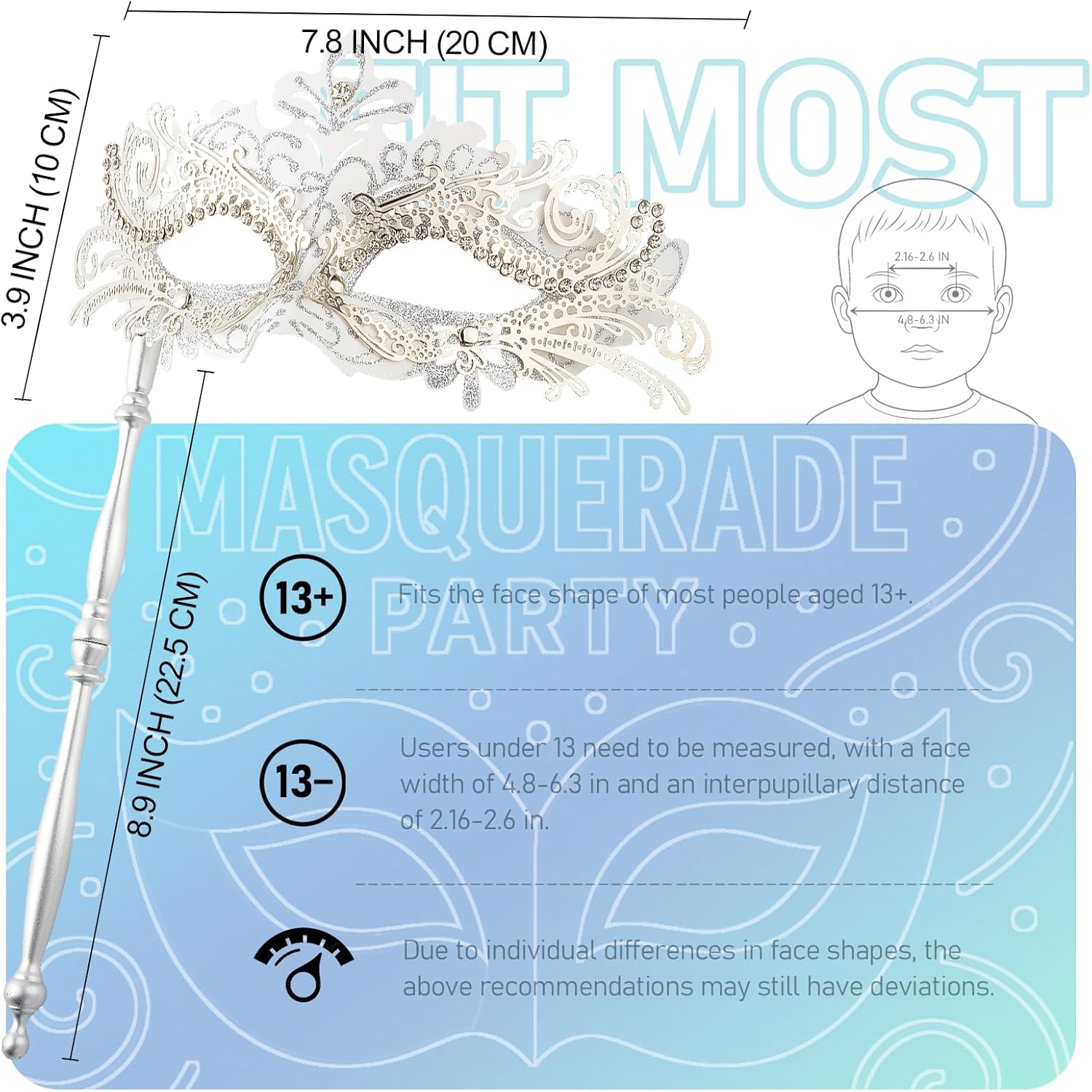 Hoshin Masquerade Mask with Stick, Mardi Gras Deecorations Venetian Masks for Womens - Image 4