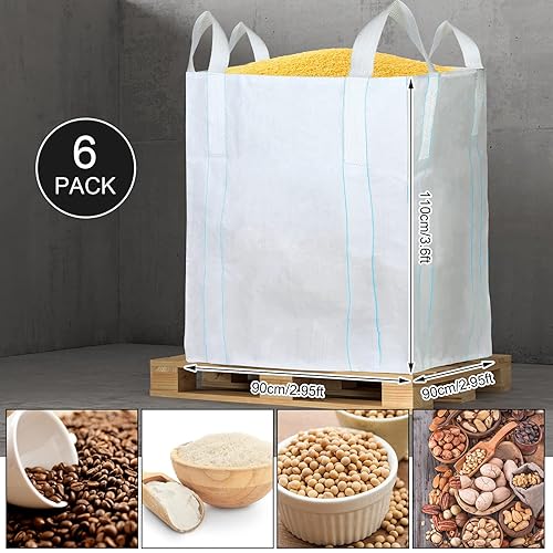 Miniatura 2 de FIBC - 12 bolsas a granel de 35 pulgadas de largo x 35 pulgadas de ancho x 43 pulgadas de alto, soporta hasta 3300 libras (SWL) saco de