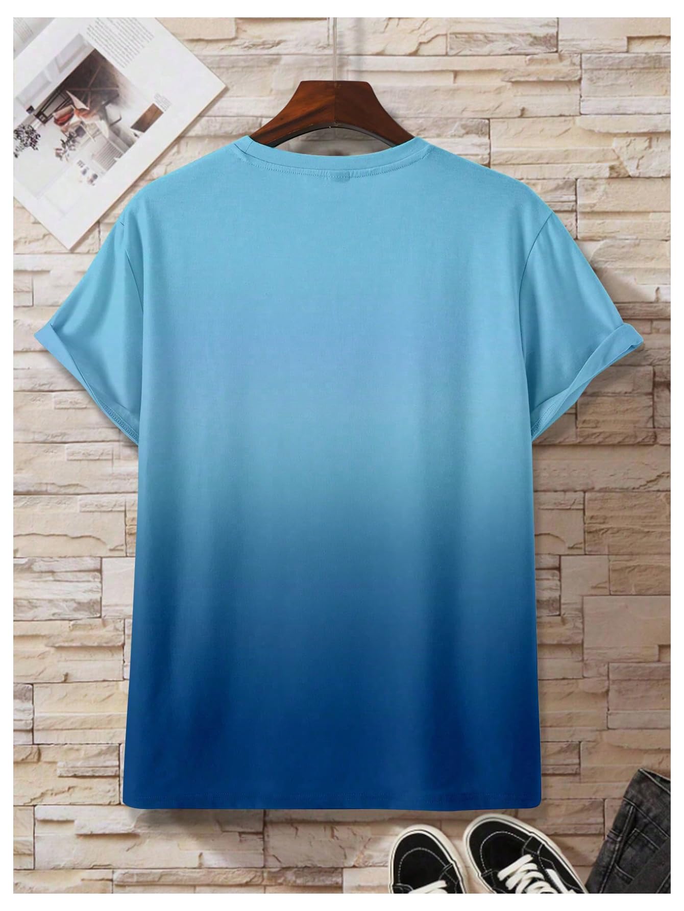 Floerns Camisetas casuales de verano para hombre, con estampado tropical degradado, cuello redondo, manga corta
