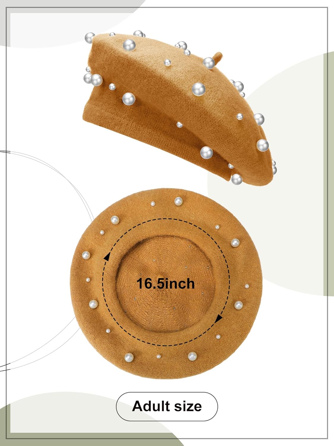 Vabean Wool Berets Pearl Beaded Cap Beanie Sweet Elegant French Beret Artist Pearl Hat for Women Lady - Image 4