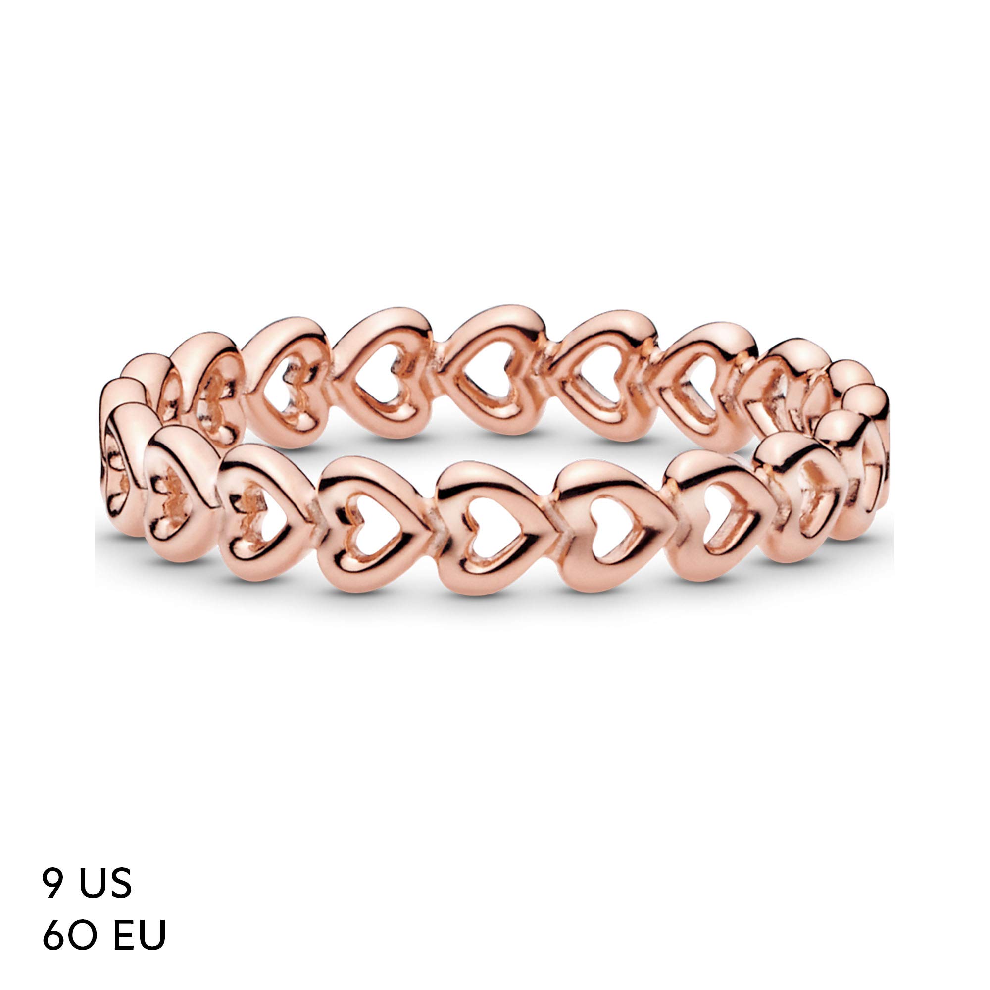 PANDORA Moments Women's 14k Rose Gold-Plated Band of Hearts Ring
