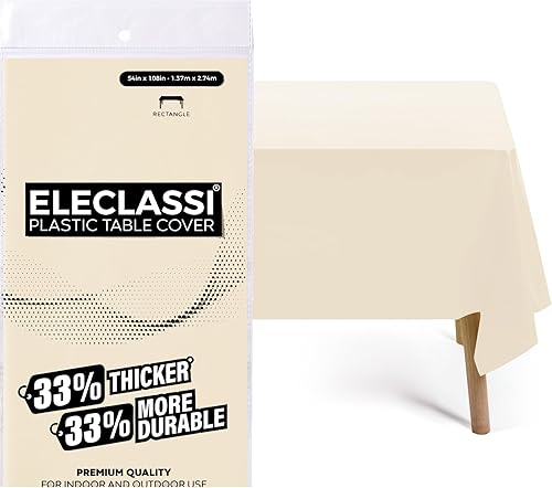 Eleclassi Paquete de 12 manteles de plástico desechables de alta calidad de 54 x 108 pulgadas, manteles de plástico para fiestas, mantel desechable