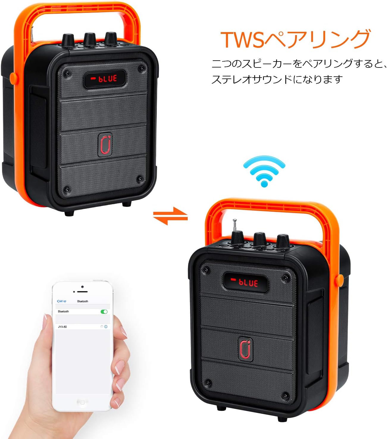 JYX スピーカーセット 拡声器 ワイヤレスマイク2本 Bluetooth5.3対応