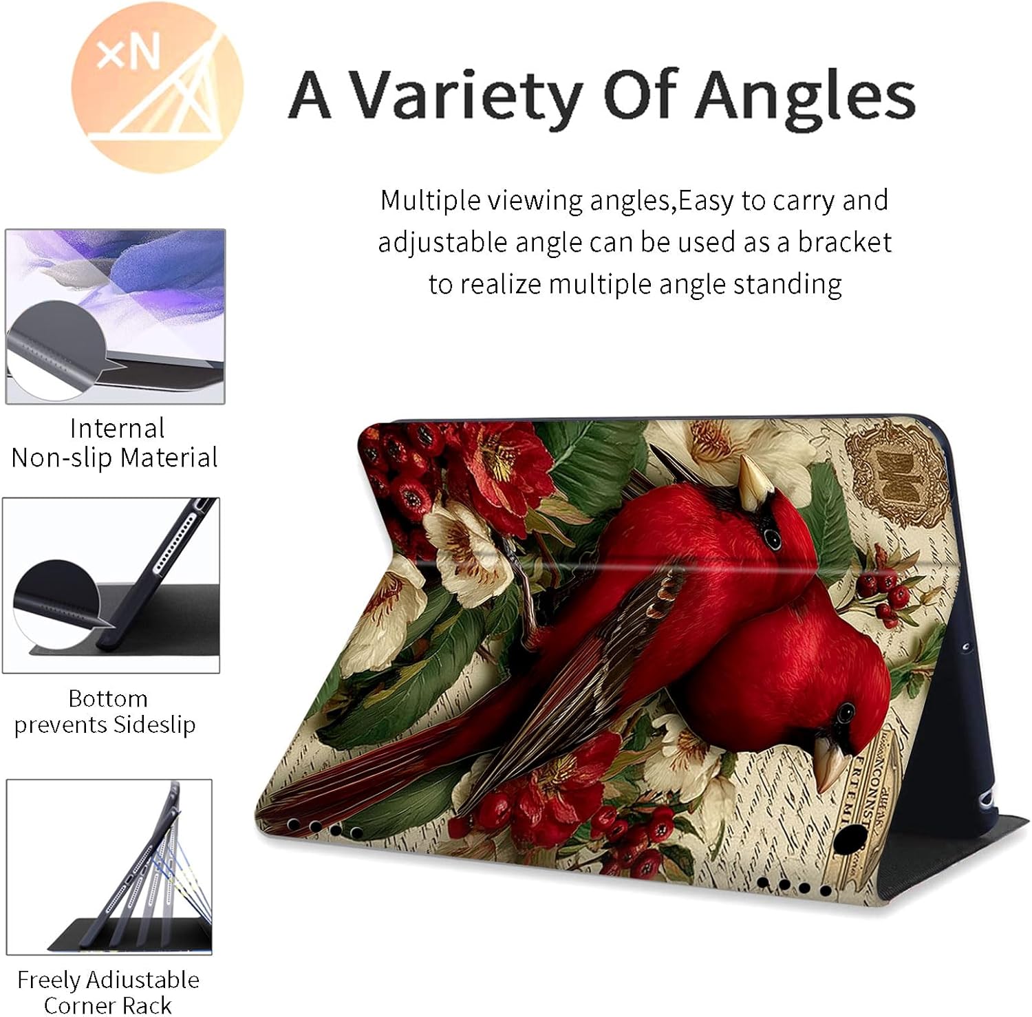 for Amazon Fire HD 10 Tablet 10 Plus Tablet Case (13th/11th Generation 2023/2021 Release) with Adjustable Stand, Auto Sleep/Wake for Kindle Fire 10 Case 10.1 inch, Cardinal,The Red Bird,Camellia