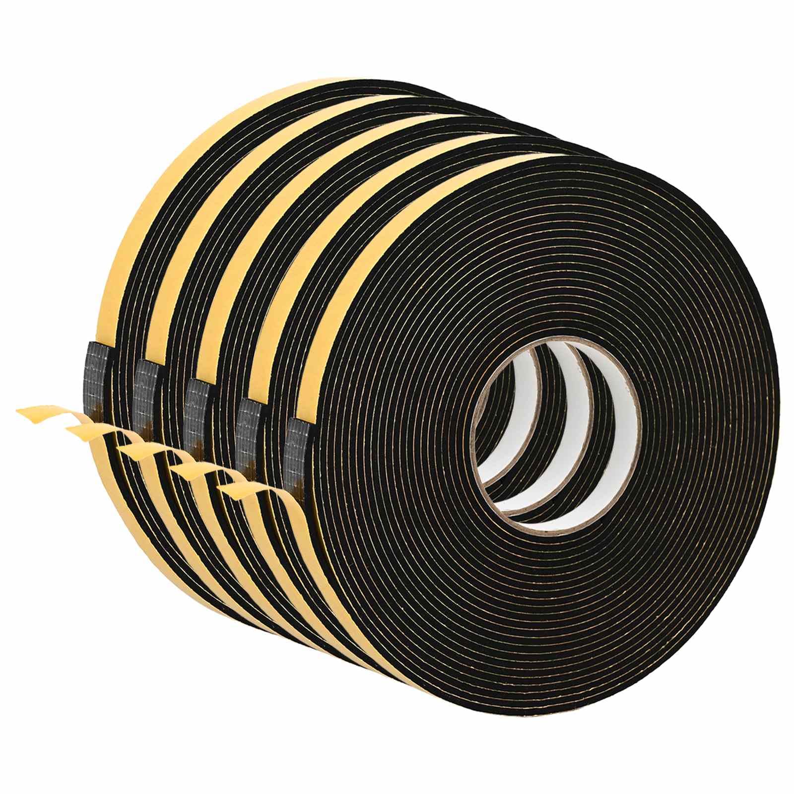 vidaXL Adhesive Foam Tape 5pcs Black 10mm x 10m CR Foam, Adhesive Tape, Round, CR Foam, Moisture Protector, Efficient, Universal, Insulation