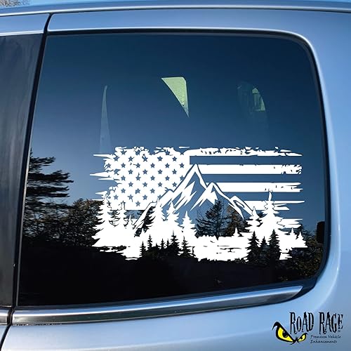 Miniatura 4 de Adhesivo patriótico con bandera estadounidense y montañas para exteriores, calcomanías prémium para vehículos, automóvil, camión, computadora,