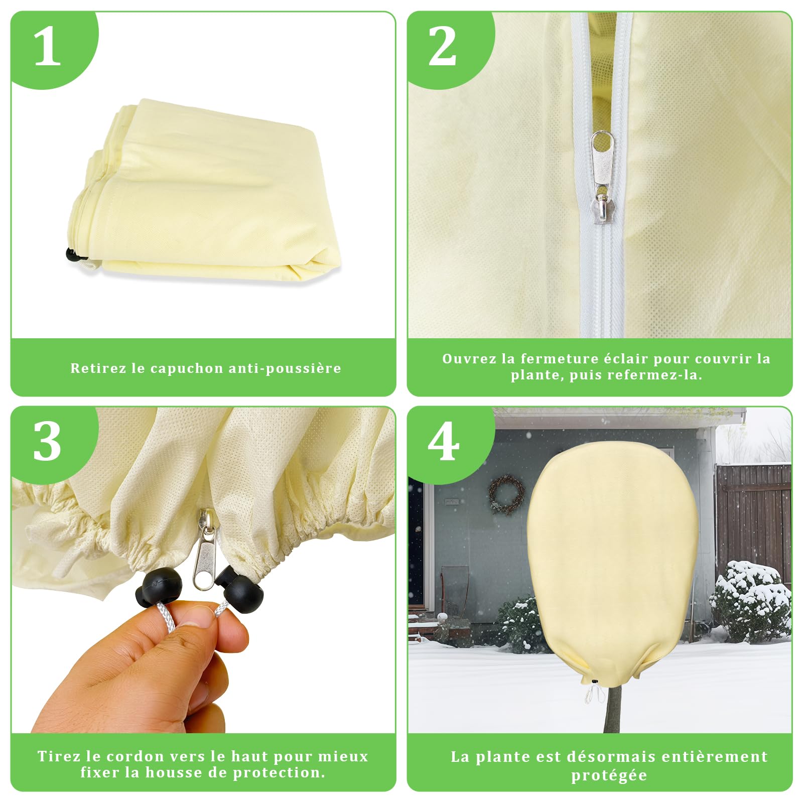 Voile Hivernage Plante Exterieur 80g/㎡ Anti-Gel，200x240cm 2PC