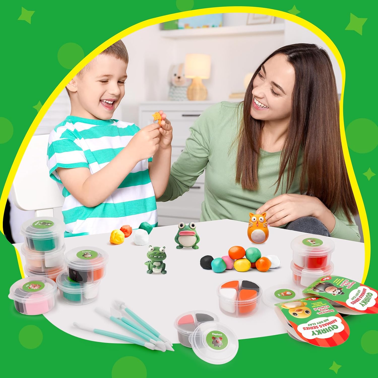 Kasfalci Air Dry Clay Kits for Kids, Arts and Crafts for Kids Ages 8-12, DIY 12 Animals Magic molding Clay Set with Sculpting Tools & Magnets, Modeling Toys for Boys & Girls Ages 4 5 6 7 8+ Years Old