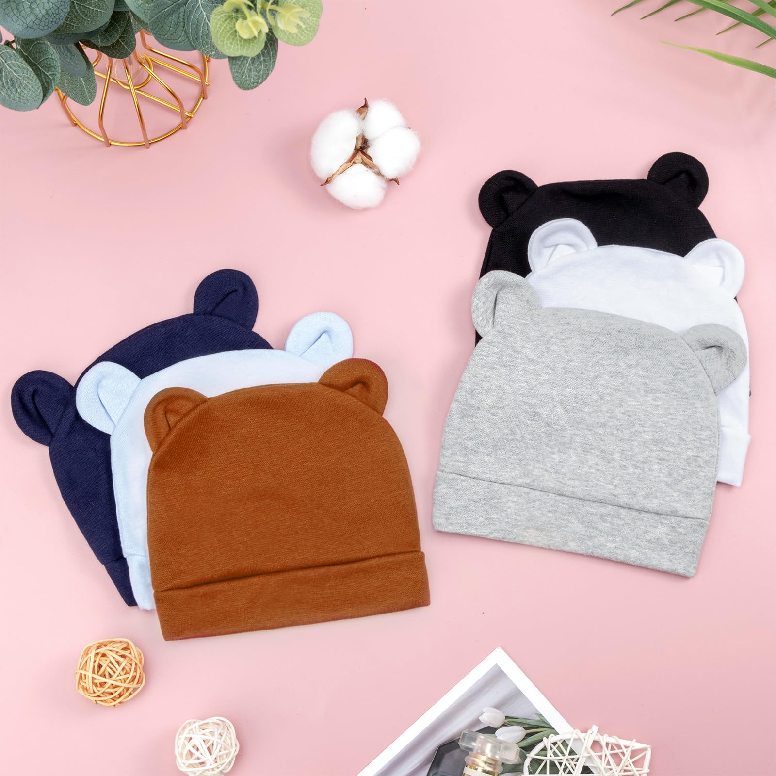 DRESHOW 6 Sztuk Czapka dla Niemowląt Noworodek Maluch Miękka Urocza Dzianinowa Czapka Czapki Szpitalne dla Chłopców Niemowląt Czapka Beanie
