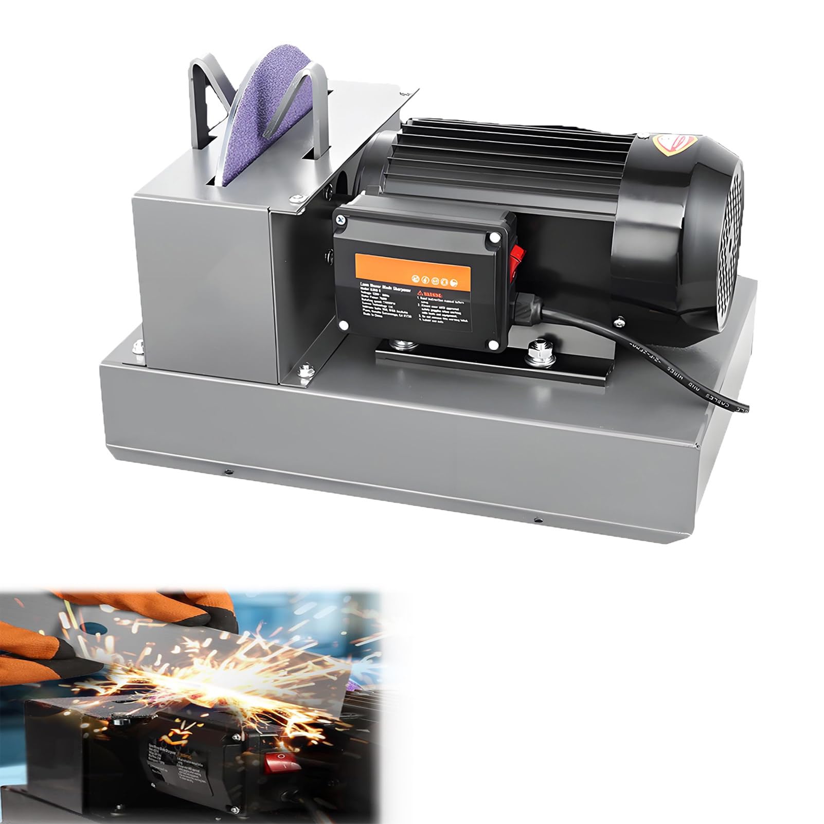 EpyGnom Electric Lawn Mower Blade Sharpener, 2/3HP 500W/750W Bench Grinder with 7In & 9in Ceramic Wheel, Adjustable Angle Bracket and Blade Balancer for Various Lawn Mower Blades 500W