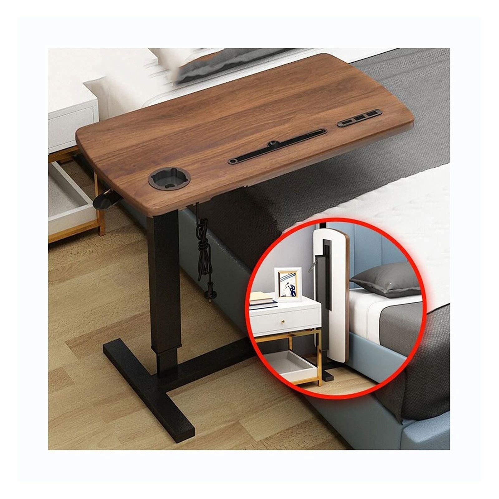 XYSQWZHospital Bed Table Swivel Wheel Rolling Tray Adjustable Over Bedside Home Desk Laptop, Reading, Eating Breakfast Cart Stand Home Bedside Laptop Overbed Table (Color Style C4080)