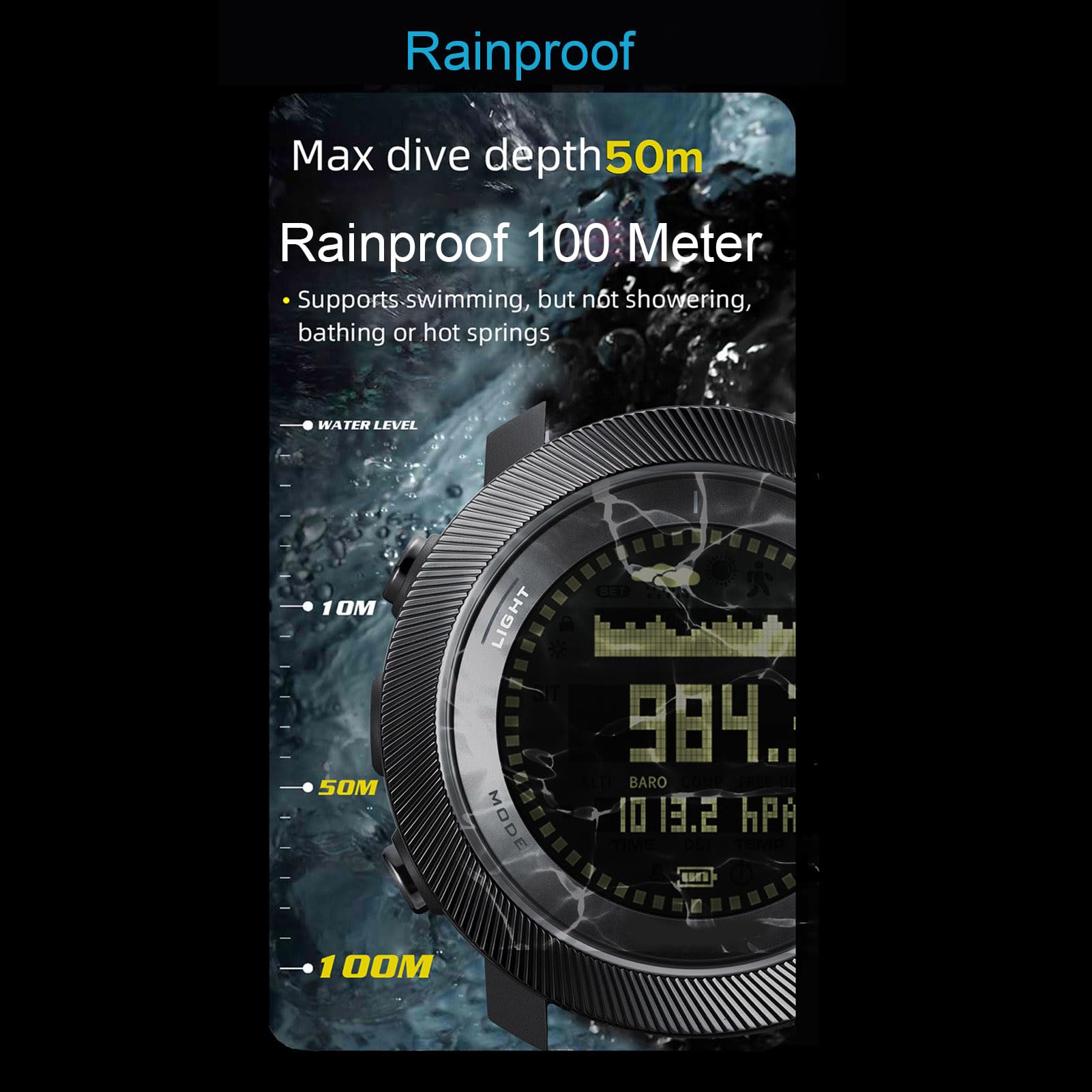 Cuifati Reloj de Buceo con Computadora, 100 M Resistente Al Agua con Brújula Altímetro Barómetro, Hora Mundial, Cronómetro, Relojes Profesionales para Nadadores, Buceadores, Vela,