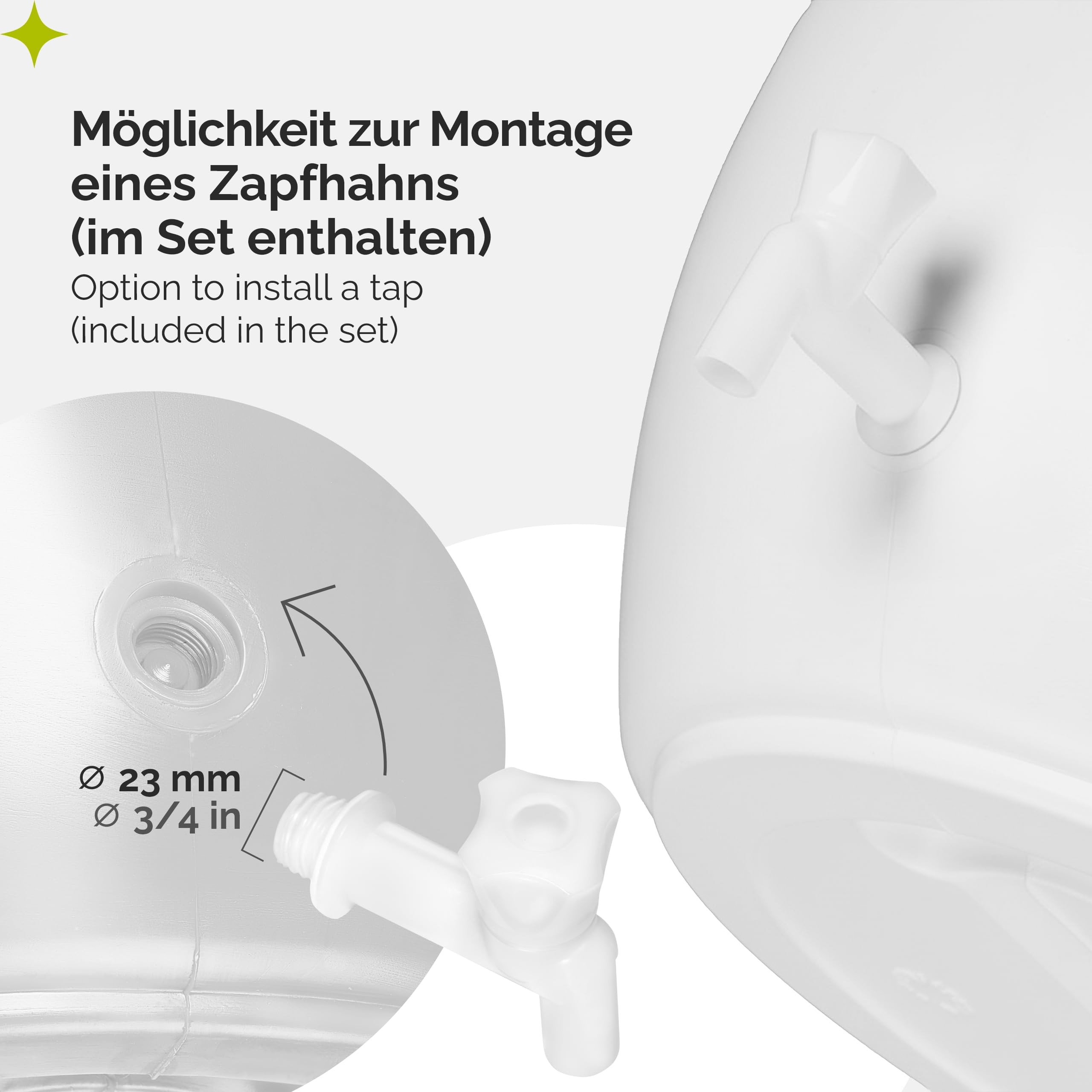 Garronda 220 Liter Regentonne mit Deckel mit Hahn Weithalsfass aus HDPE Regenfass für Garten Fass Regenwassertonne Futtertonne Wasserbehälter Universalfass Wasserfass Wassertank GD-0091 Weiß