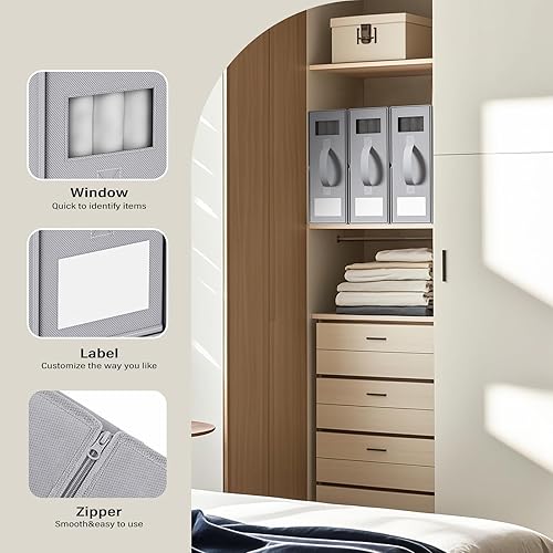 Miniatura 7 de Organizador Plegable de Ropa de Cama, Contenedores de Almacenamiento de Tela para Sábanas, Fundas de Edredón y Fundas de Almohada, Organizador de