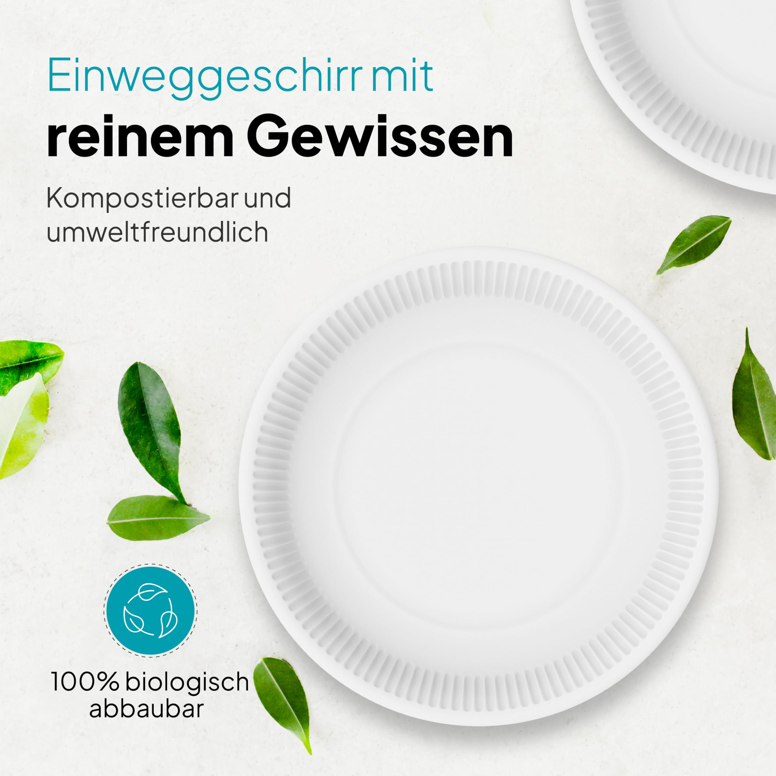 Commerline Lot de 500 assiettes en papier, Rondes de Ø 23 cm, Vaisselle jetable, KU 23 assiettes jetables en papier jetables, Assiettes de fête, Assiettes à gâteau jetables (500, KU23 (Ø 23 cm)