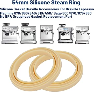 54mm Silicone Steam Ring, 2Pcs Silicone Gasket Breville Accessories For Breville Espresso Machine 878/860/840/810/450/ Sage 500/870/875/880 No BPA Grouphead Gasket Replacement Part