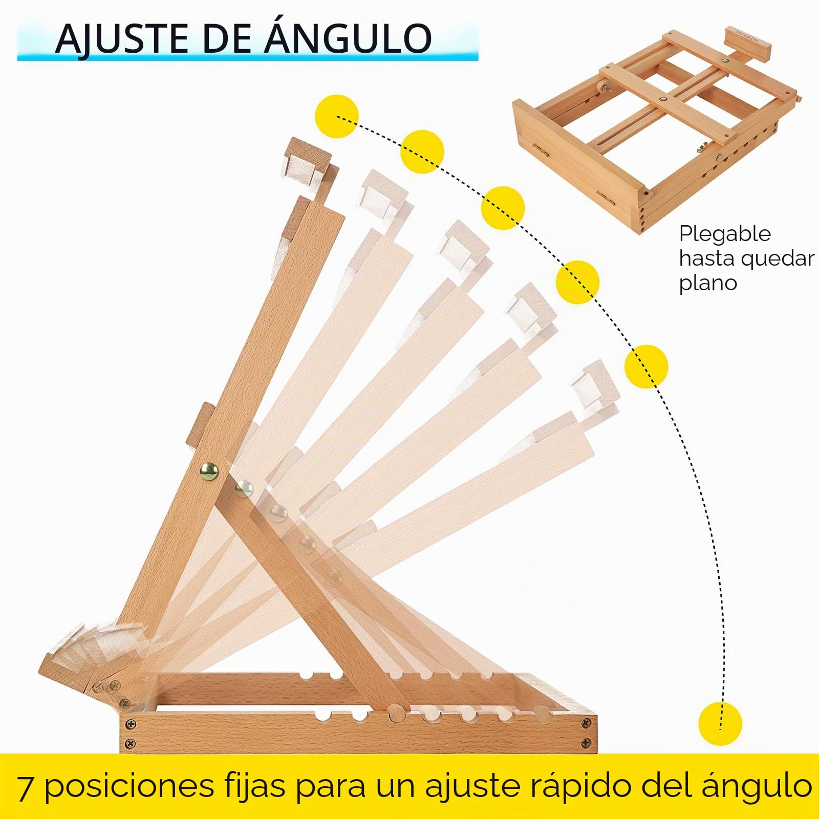 Meeden Artist - Caballete de estudio de madera con marco en H para artistas y pintura de madera de haya, con capacidad para lienzos de hasta 23 pulgadas, soporte de escritorio portátil resistente