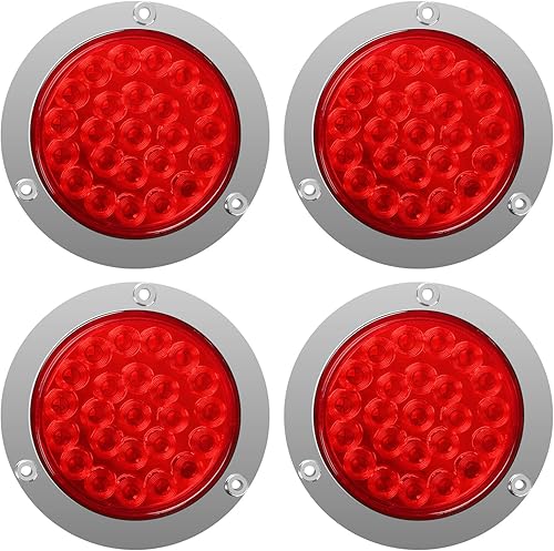 Luces traseras redondas de 4 pulgadas con 24 LED para remolque, señal de parada, marcador de freno, luces de circulación con biseles cromados para disponible en Yaxa El Salvador