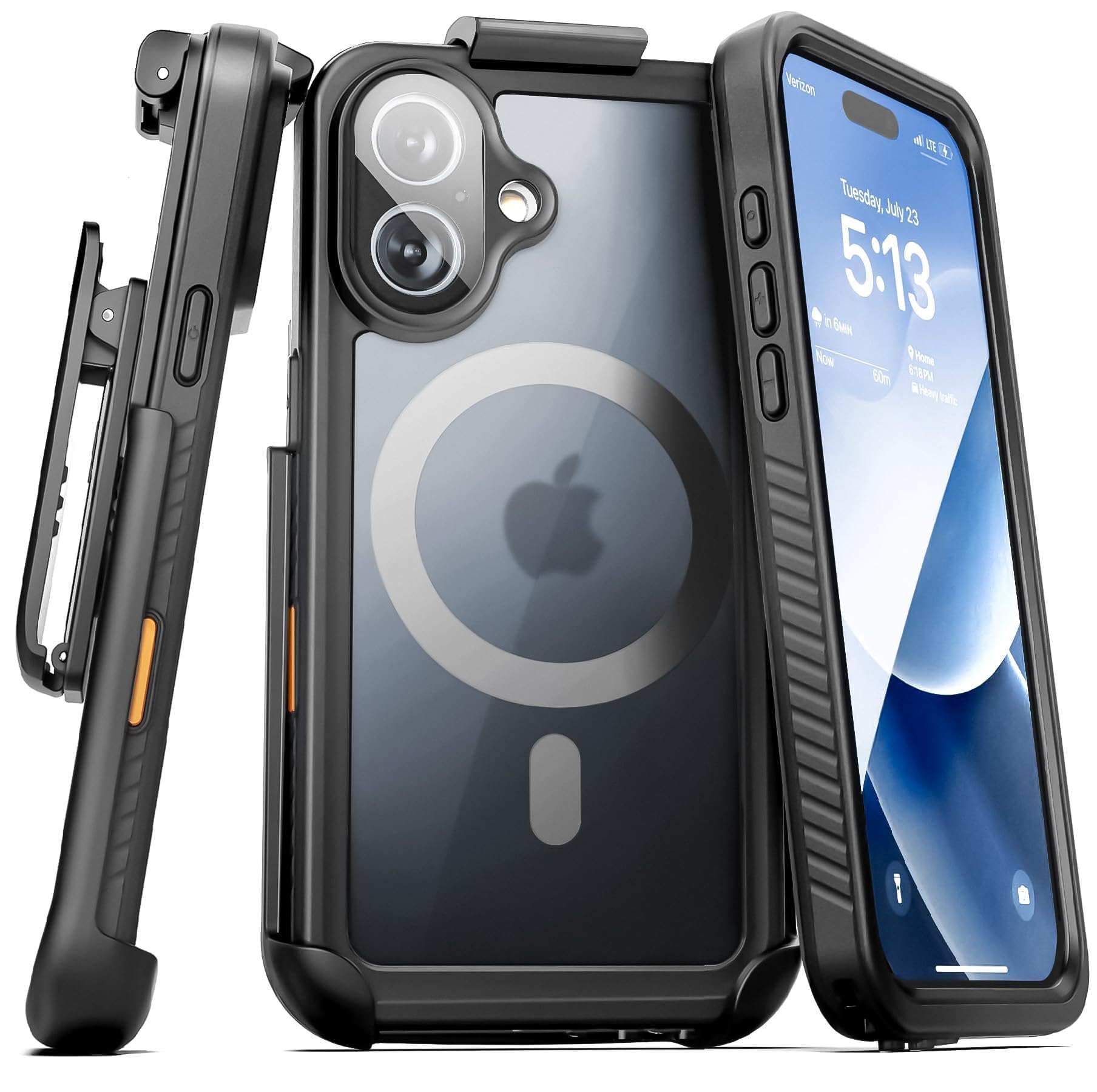 Encased for iPhone 16 Plus Waterproof Case with Belt Clip Holster [Military Grade] Shockproof, Full-Body Phone Cover with Built-in Screen Protector (