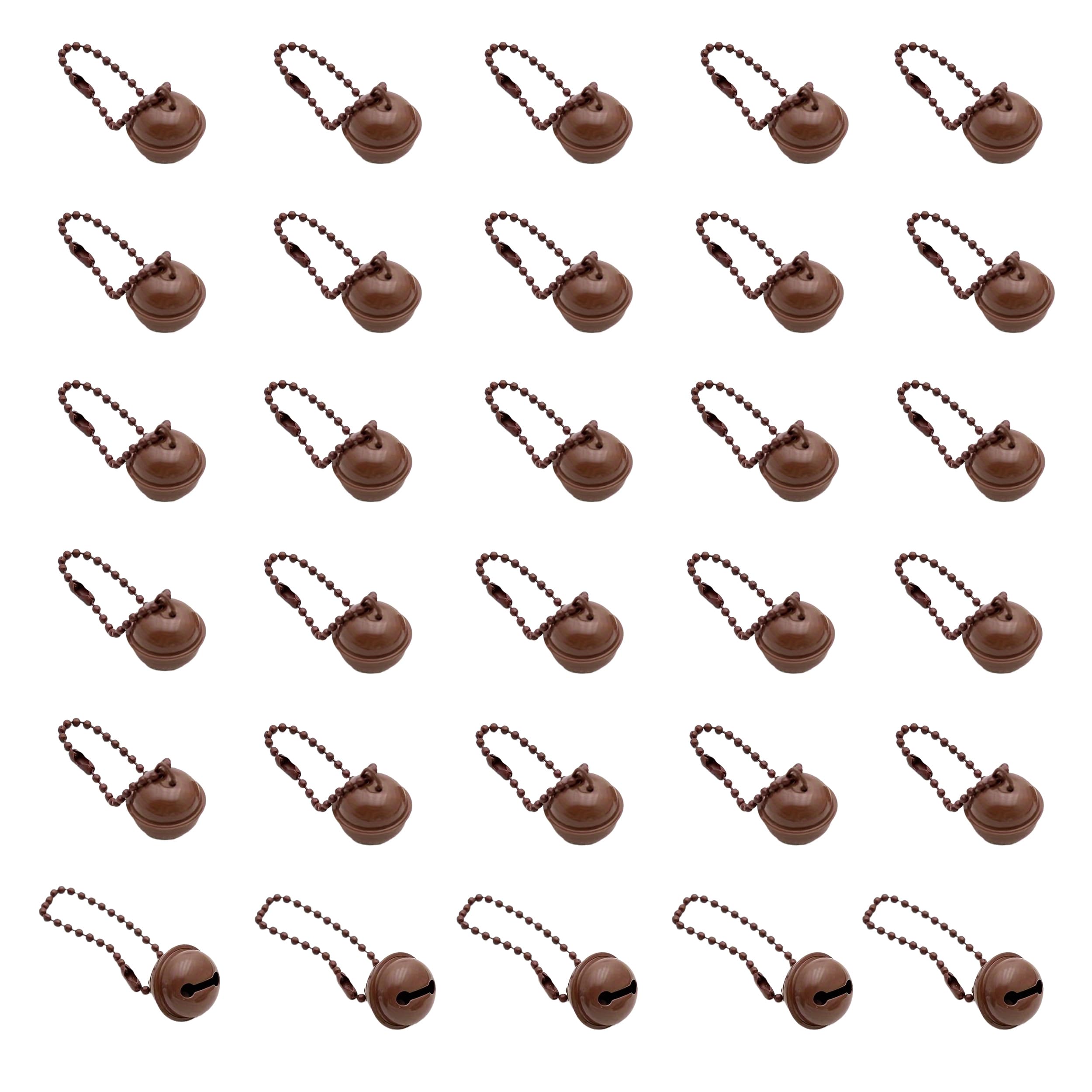 30Pcs Coffee Jingle Bells Metal Round Bells Bead Chain Bell Pendant Small Craft Bells Colored Christmas Bells for Bag Keychain Craft Jewelry Decoration