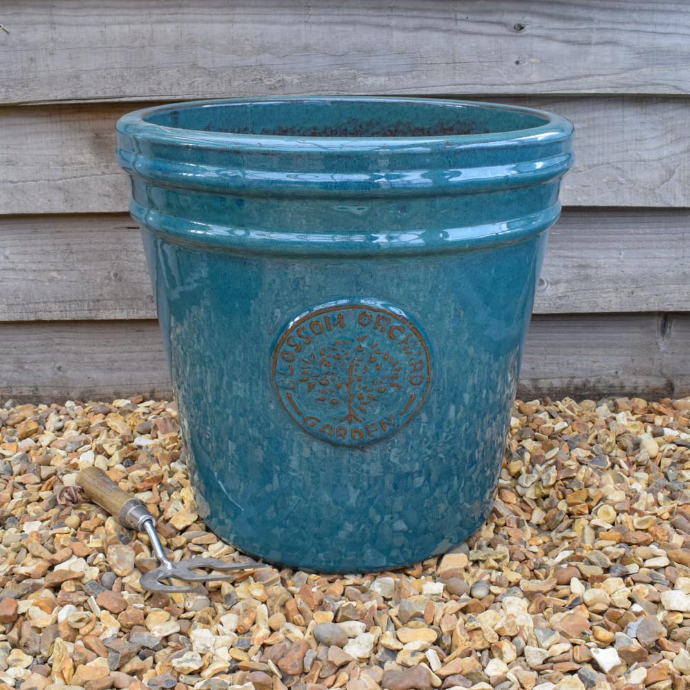 Bedwen Teal Glazed Cone Planter Blossom Orchard - (, Extra Large)
