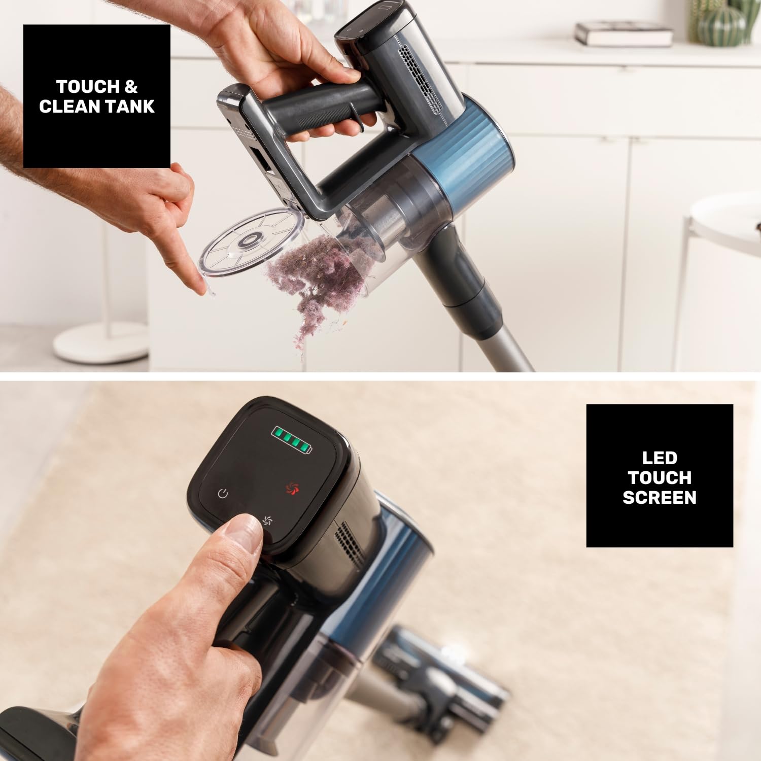 Taurus – Aspirador sin Cable Homeland Ideal Touch, Batería extraíble, Carga Rápida, 180W, 35 min autonomía, Filtro HEPA, Turbo Brush, LED, Pantalla Digital, Depósito 600ml, Accesorios