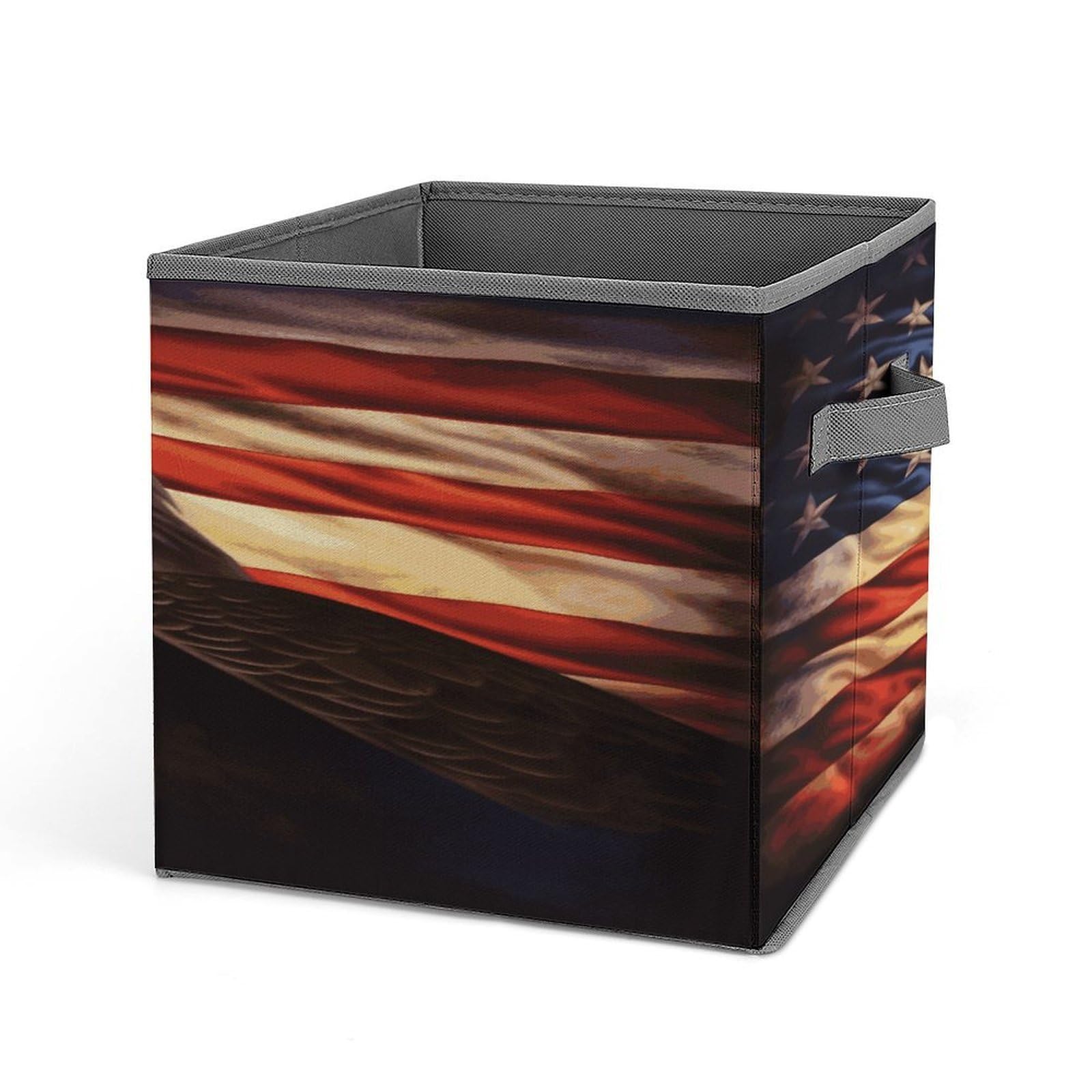 Fodpand Style Flag And Eagle Storage Cubes Foldable Decorative Fabric, Storage Bins Baskets With Handles, Closet Organizers And Storage For Home, Office,Closet, Clothes