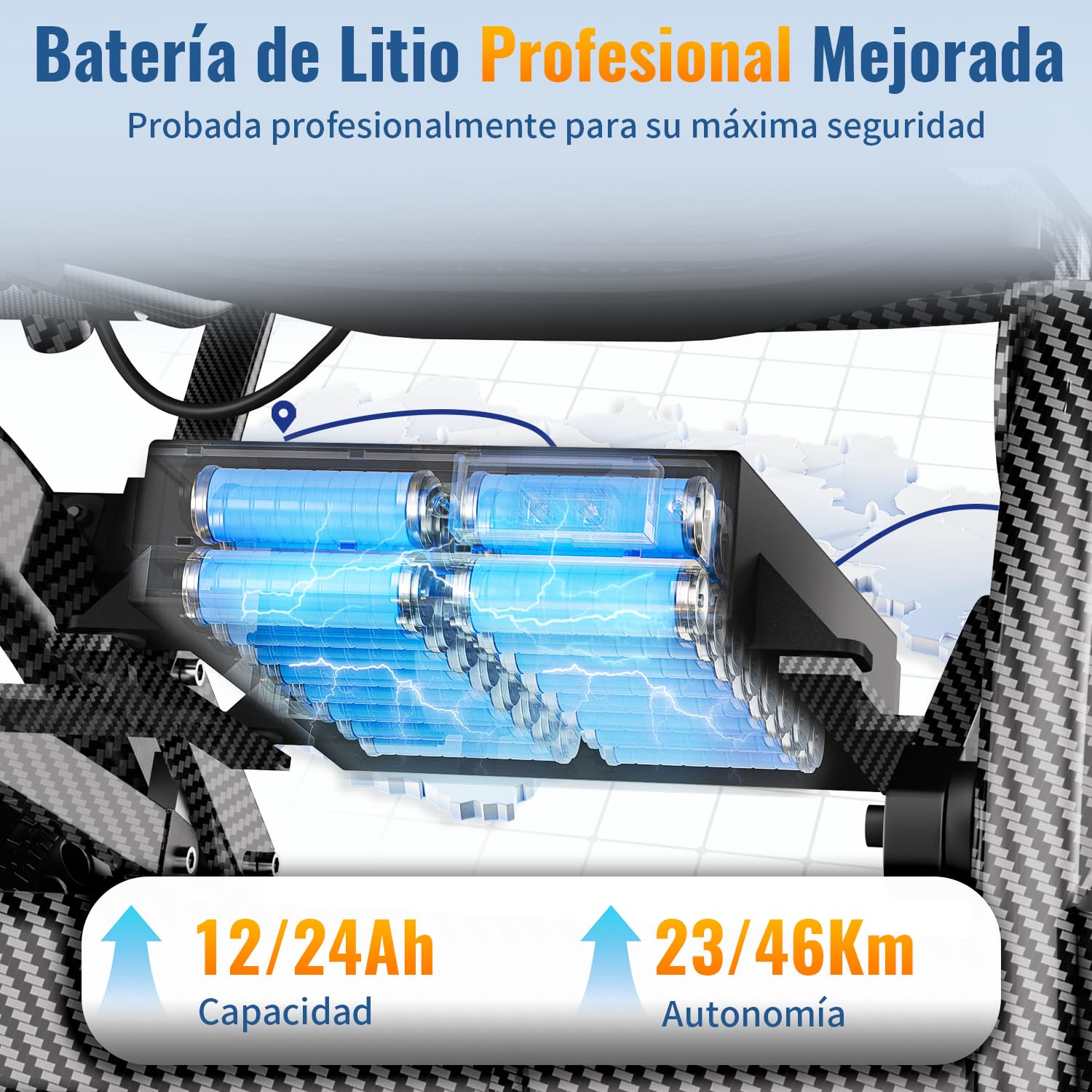 E10 Silla de Ruedas Eléctrica Ligera de 19 kg para Adultos, Portátil y Plegable, con Autonomía de 25/50 km, Motor 500W y Batería de Litio 12Ah, Todoterreno, Capacidad de Carga 150 kg