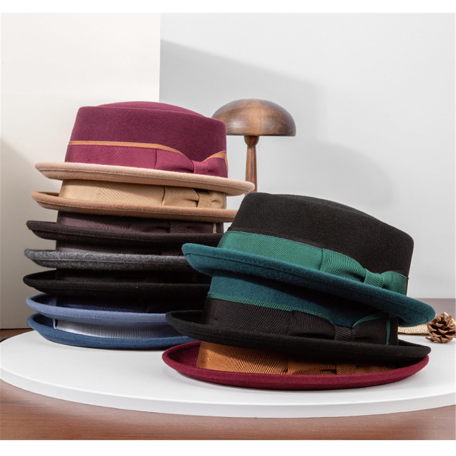LUOFENG Cappello di lana Fedoras Panama esotico elegante Homburg per le donne Lady Photo Props Western per Stage Live Show Headwear