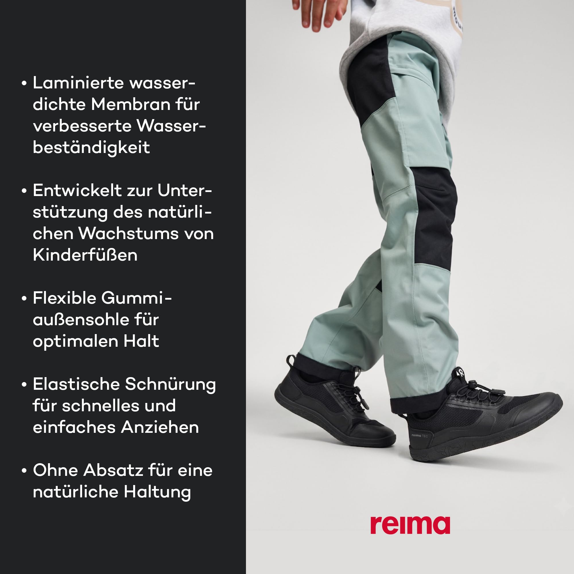 Reima Tallustelu Kinder Barfußschuhe - Leichte, minimalistische Barfußschuhe für Jungen und Mädchen - Breite Zehenkappe, Wasserabweisende Membran, Flexible 4-mm-Sohle - Black, 37