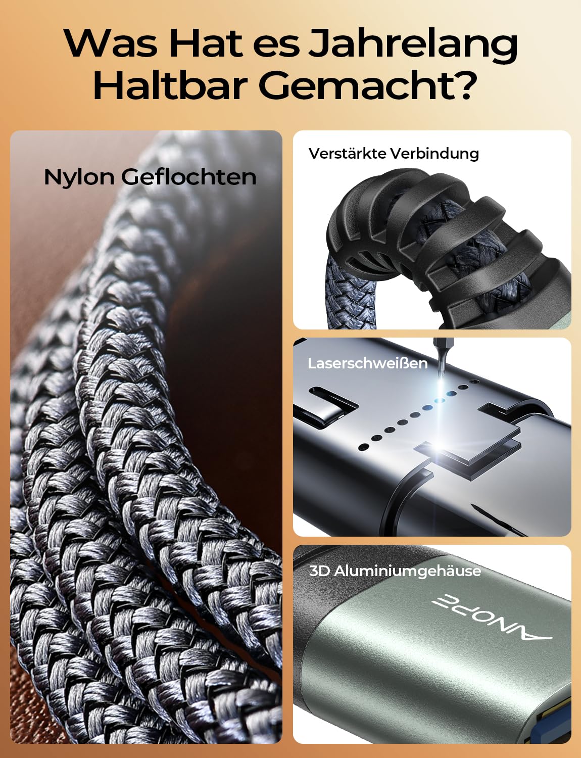 AINOPE Cavo USB Maschio Femmina, Prolunga USB, 5Gbps Prolunga USB 3.0, Nylon prolunga USB 3 Metri Adatto per Chiavetta USB, Hub USB, Lettore di schede, Tastiera, Stampante, Scanner, Fotocamera(Grigio