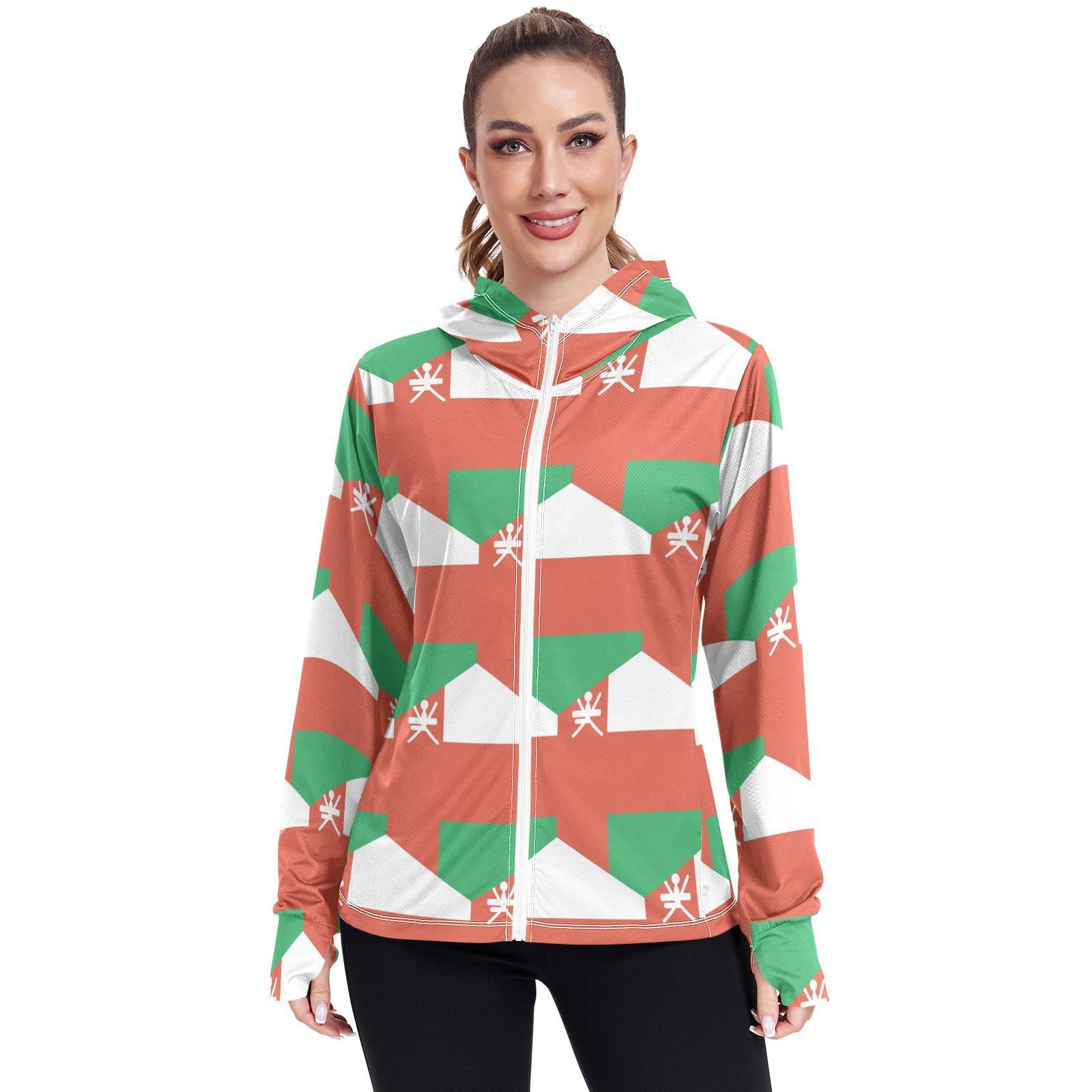 Vnurnrn Oman Flag Women's UPF 50+ Sun Protection Hoodie Jacket Lightweight Long Sleeve Sun Shirt with Pocket