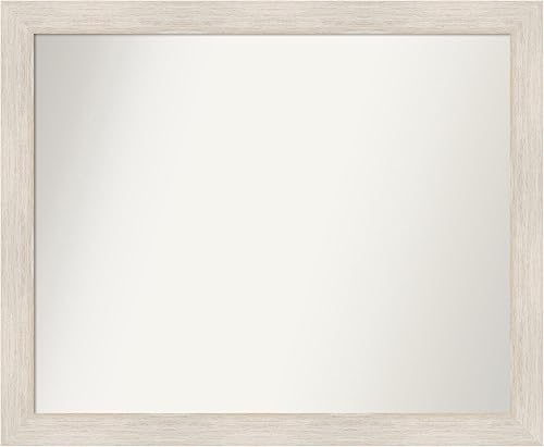 Amanti Art Espejo de baño blanco para sobre el fregadero, 37 x 45 pulgadas, espejo de tocador rectangular de madera dura lavado blanco, marco de