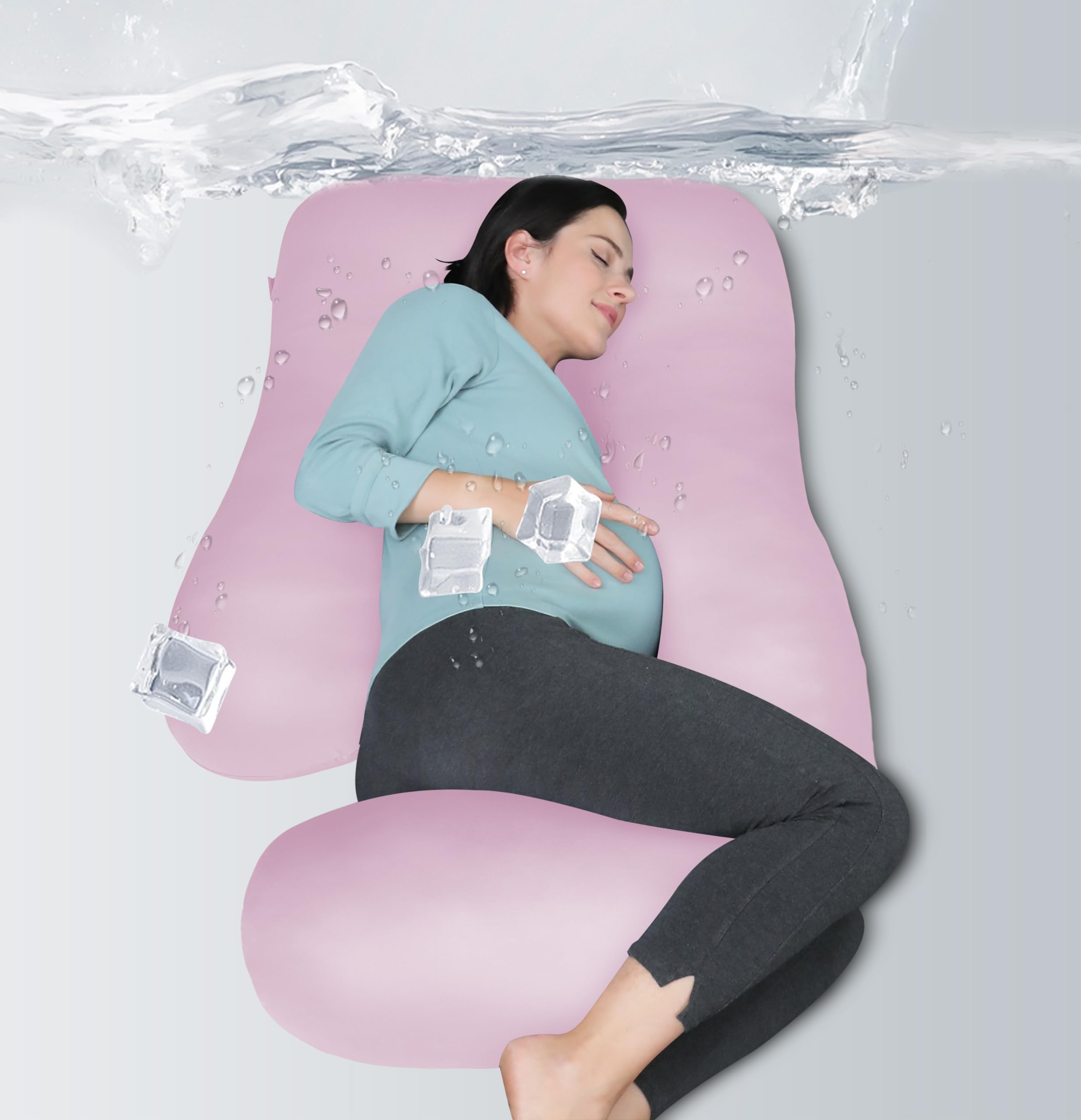 Photo 1 of MOON PARK Pregnancy Pillows for Sleeping - U Shaped Full Body Maternity Pillow with Removable Cover - Support for Back, Legs, Belly, Hips - 57 Inch - Purple - Cooling Cover