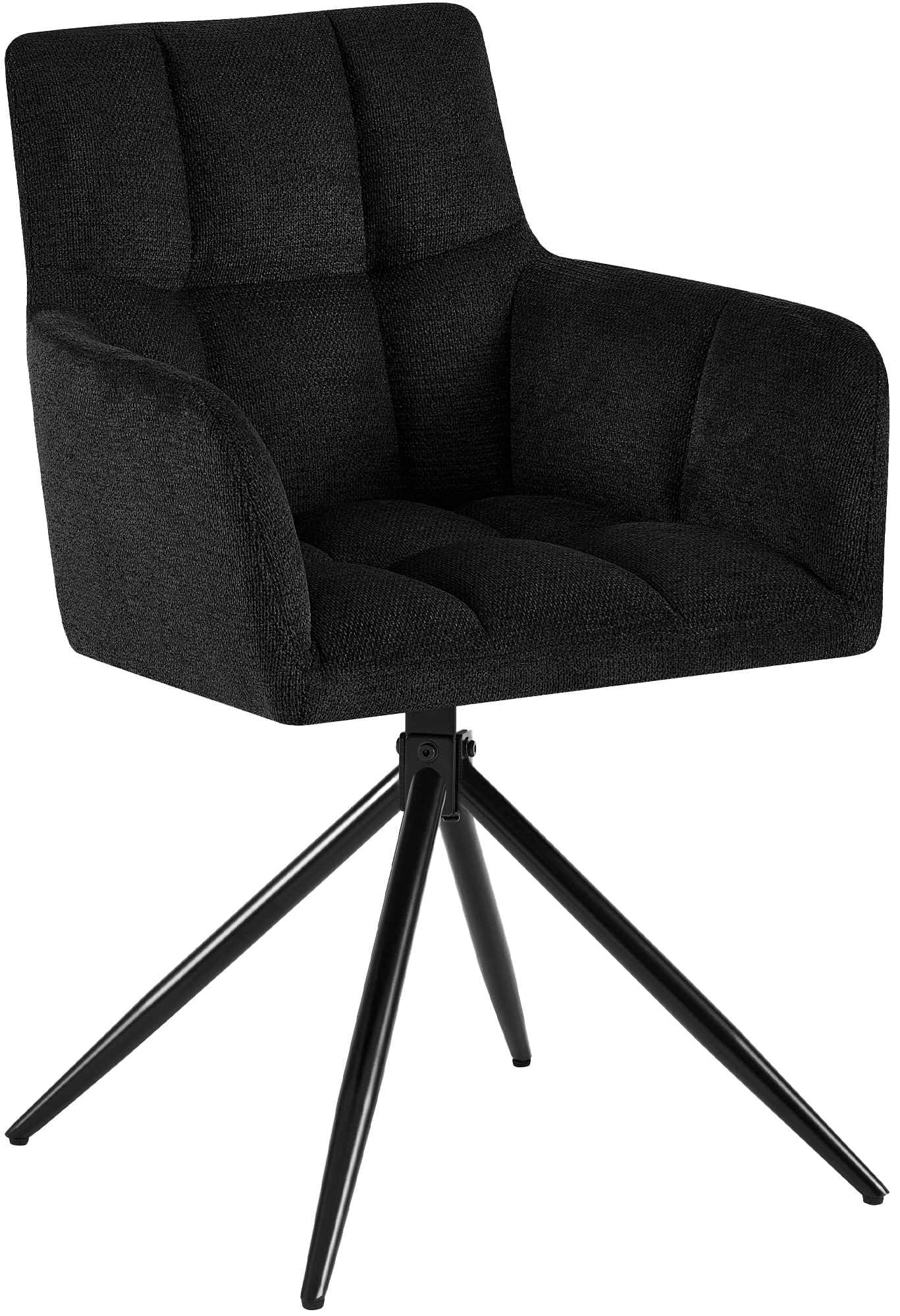 CLP Silla de Comedor Jonah, sillón Giratorio con reposabrazos, Mecanismo de Retorno automático 180°, tapizado en Tela fácil de Limpiar Color:Negro