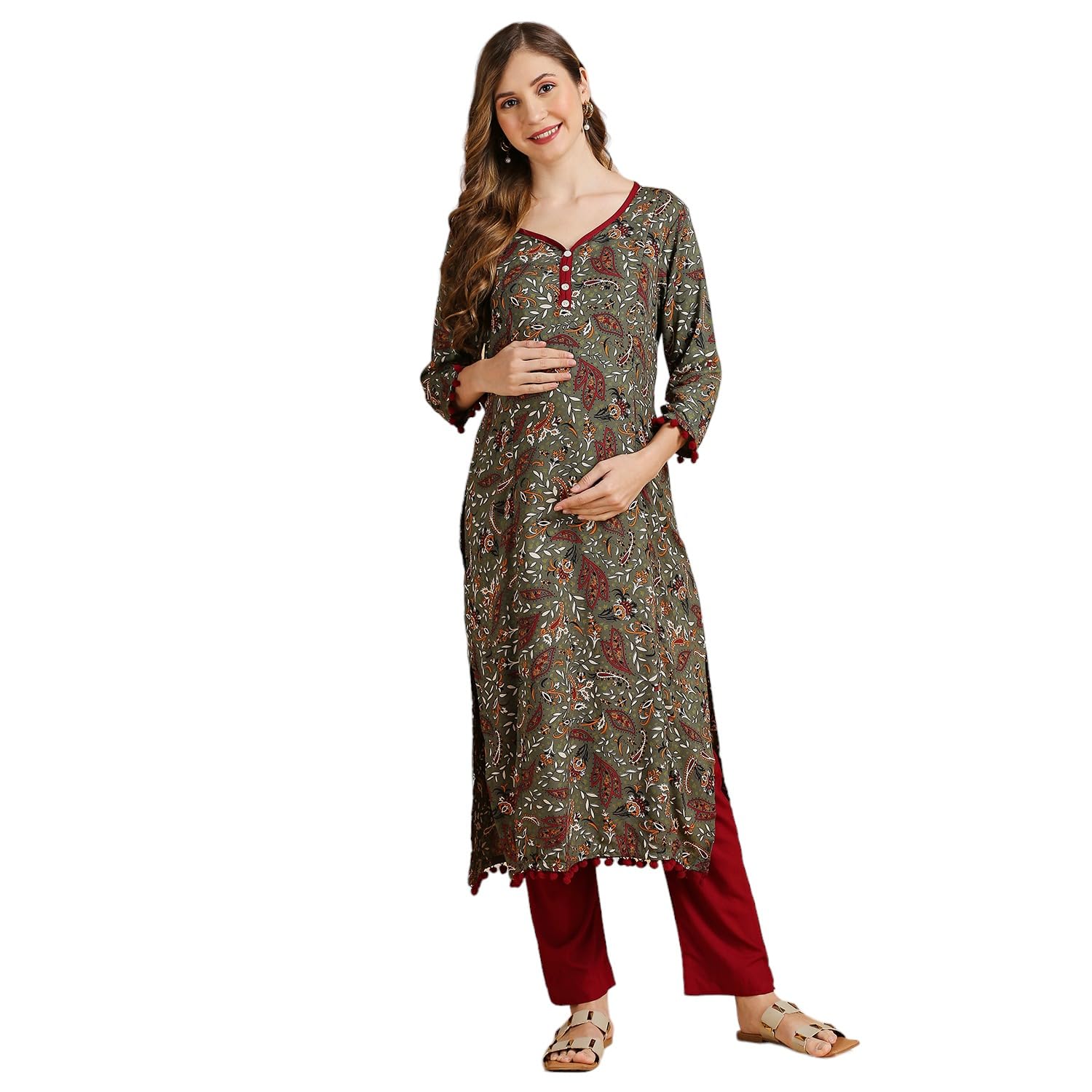 momtobe Women's Rayon Relaxed Fit Maternity Maternity Wear-picture-11
