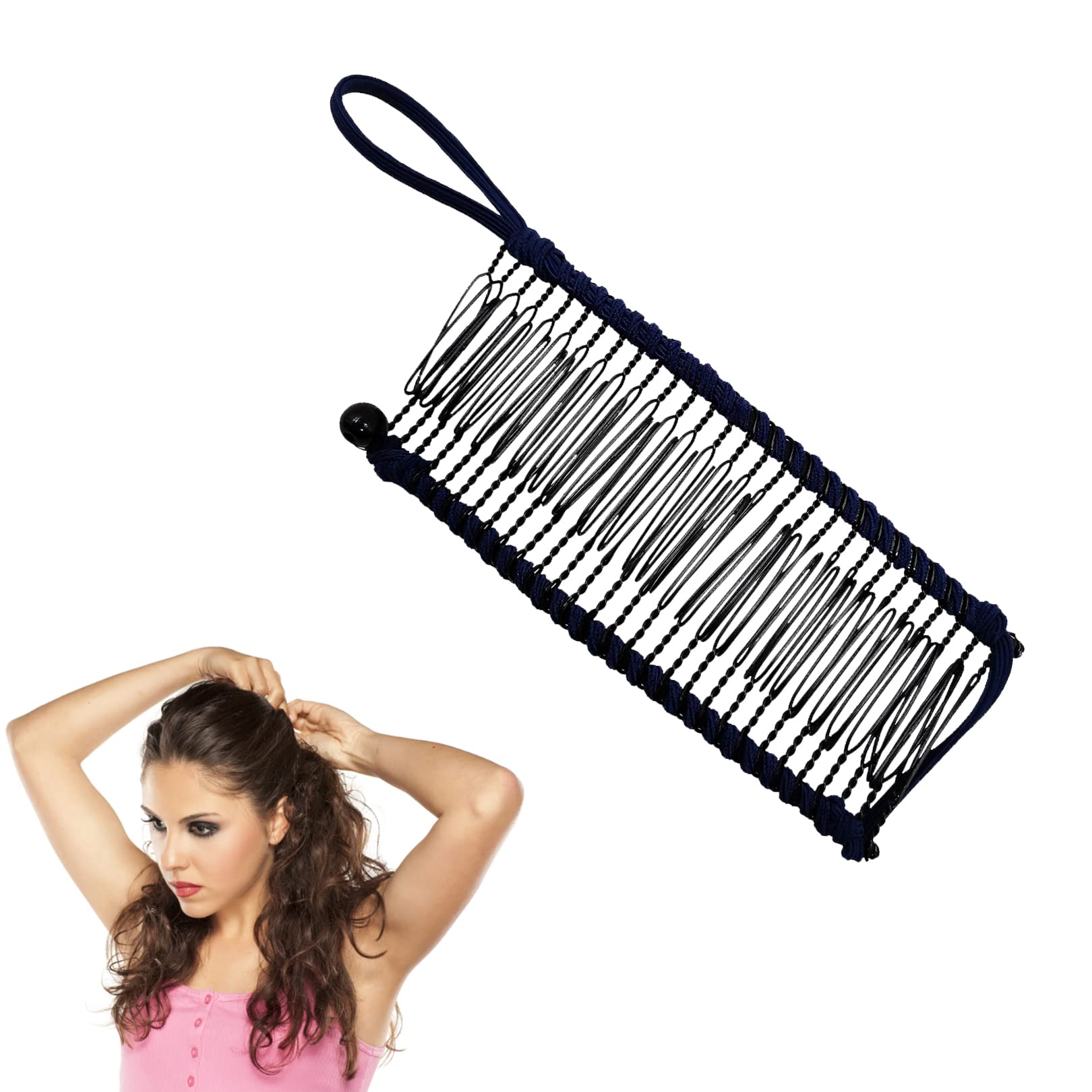 1PCS Banana Hair Clips,Vintage Banana Barrette,Large Size Stretch Banana Clips,Stretchable Banana Comb Vintage Banana Hair Clip Stretch Double Comb Clip for Women Ladies Girls Hair Accessories