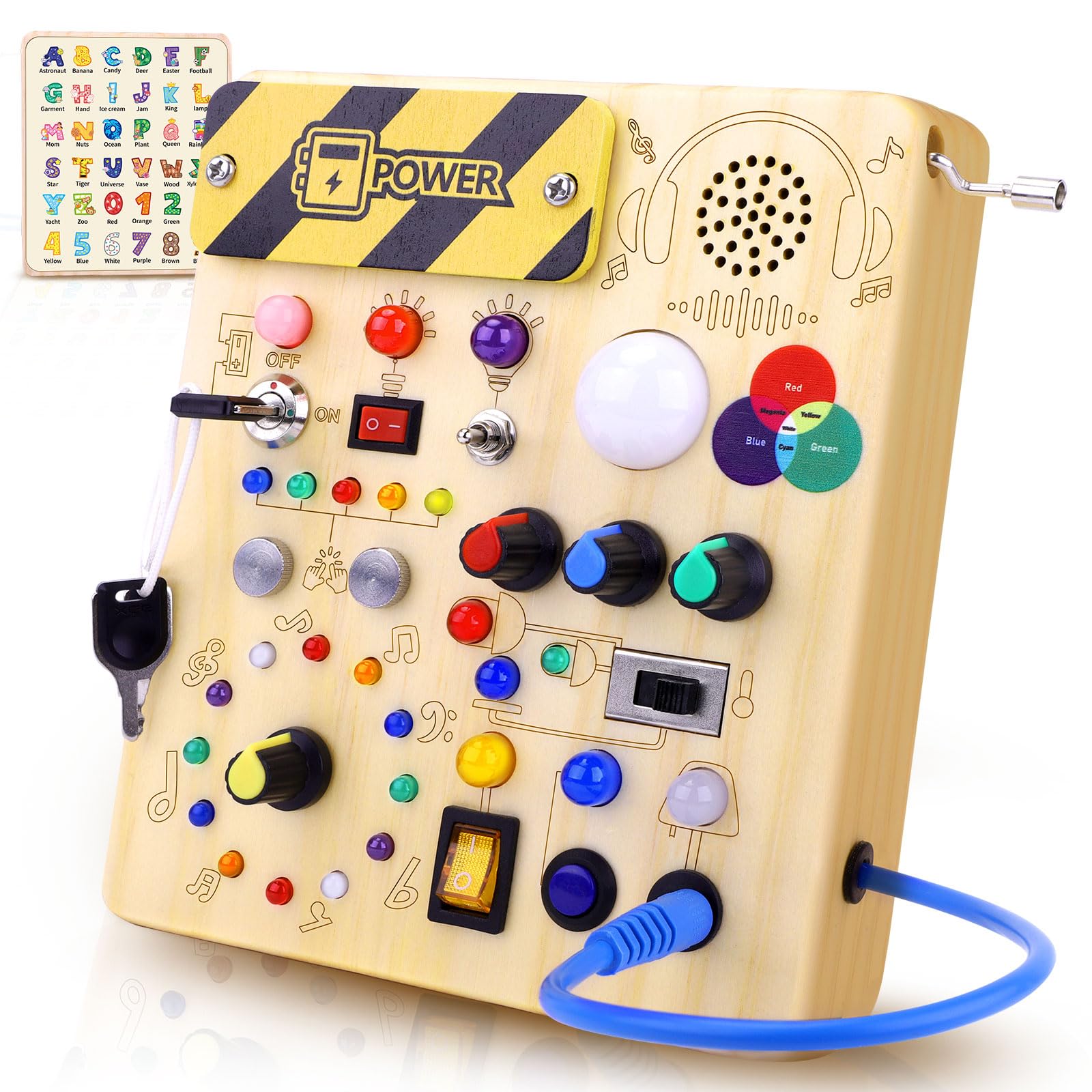 Sumsoltic Busy Board Montessori Toddler Toys for 1 2 3 Year Old Sensory Wooden Toys with 12 Switches