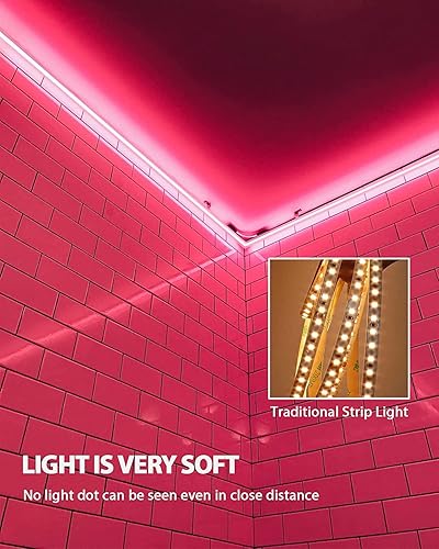 Miniatura 4 de GUPUP Luces de neón (blanco cálido), tira de luces LED de 16.4 pies, 24 V, 600 LED, flexible, impermeable, luces LED para dormitorio, sala de
