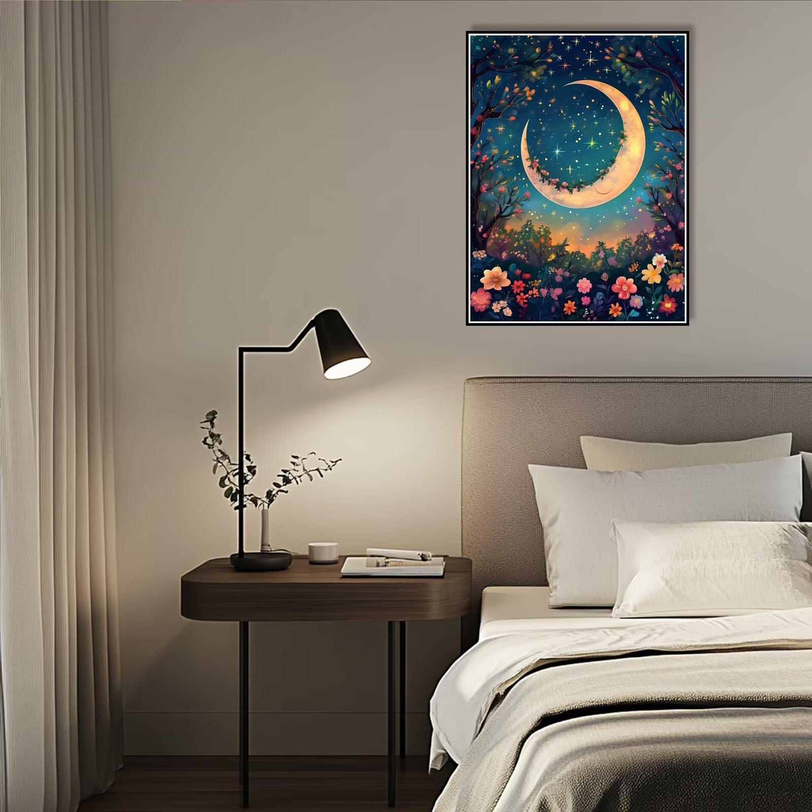 90 x 120 cm duży obraz z numerami dla dorosłych księżyc malowanie według numerów marzeń DIY dziecko i dziewczyna zestawy na płótnie prezent z 3 pędzlami i akrylami kobiety zajęcia kreatywne hobby