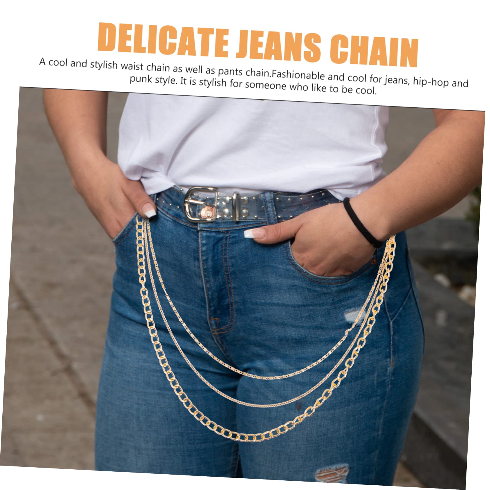 GALPADA 4pcs Unisex Metal Pants Chain Punk Style Decorative Pocket Watch Chain for Men and Women Fashionable Accessories for Jeans Parties and Daily Wear