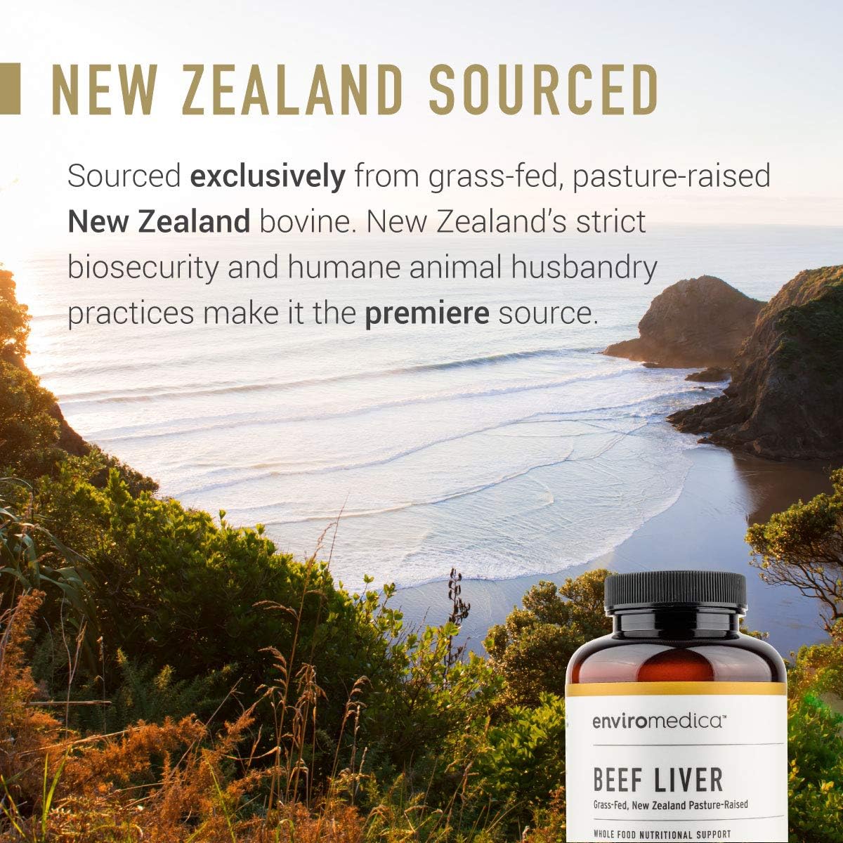 Enviromedica Freeze Dried Beef Liver Natural Energy Supplement Capsules of Pure Grass-Fed, Pastured, New Zealand Bovine with Preformed Vitamin A (180ct) : Health & Household