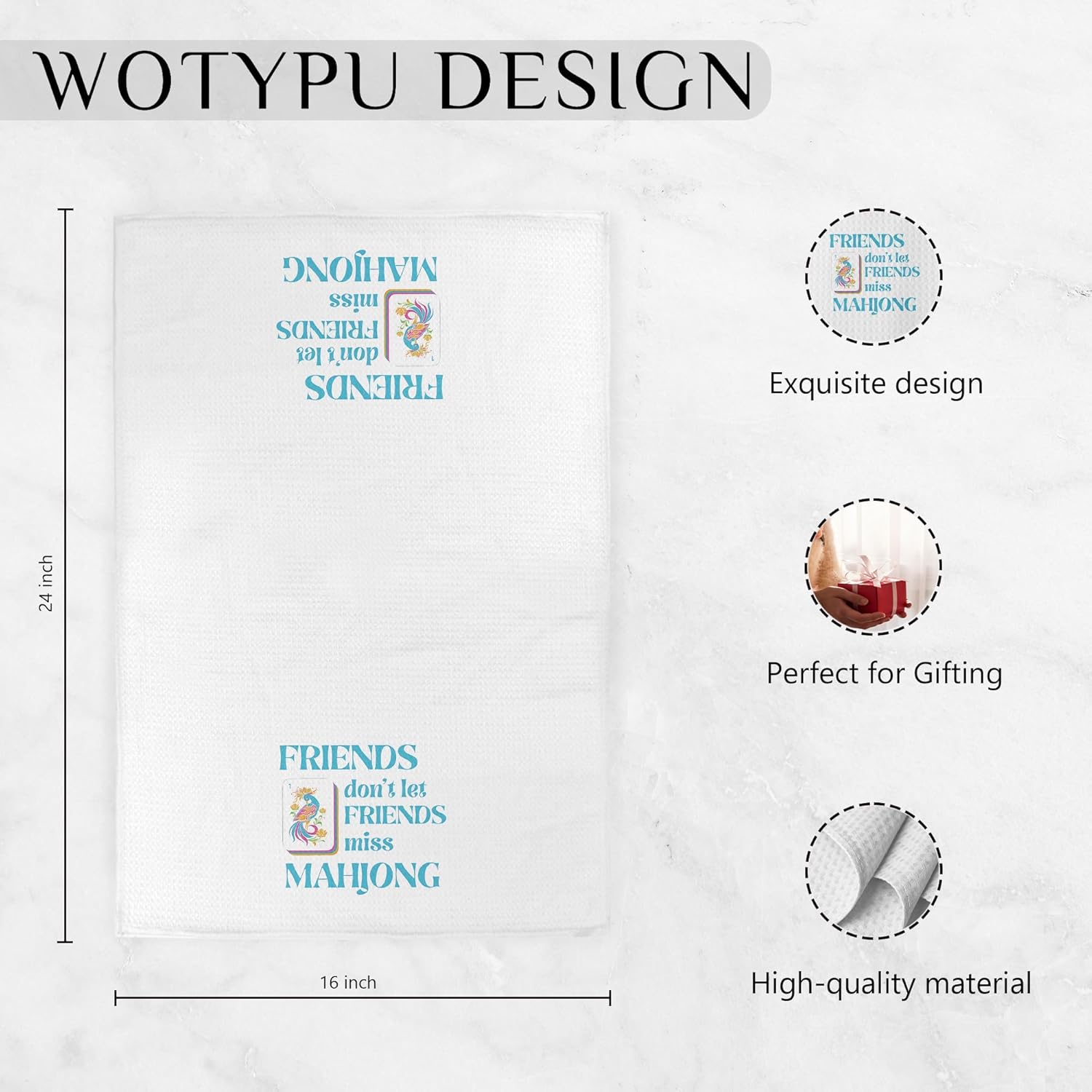 Mahjong Gifts Kitchen Towels, Mah Jong Lovers Gifts Dish Tea Towel, Mahjong Gifts for Women Men Hand Towels for Bathroom Kitchen Decor, 16X24 Inch - Image 6