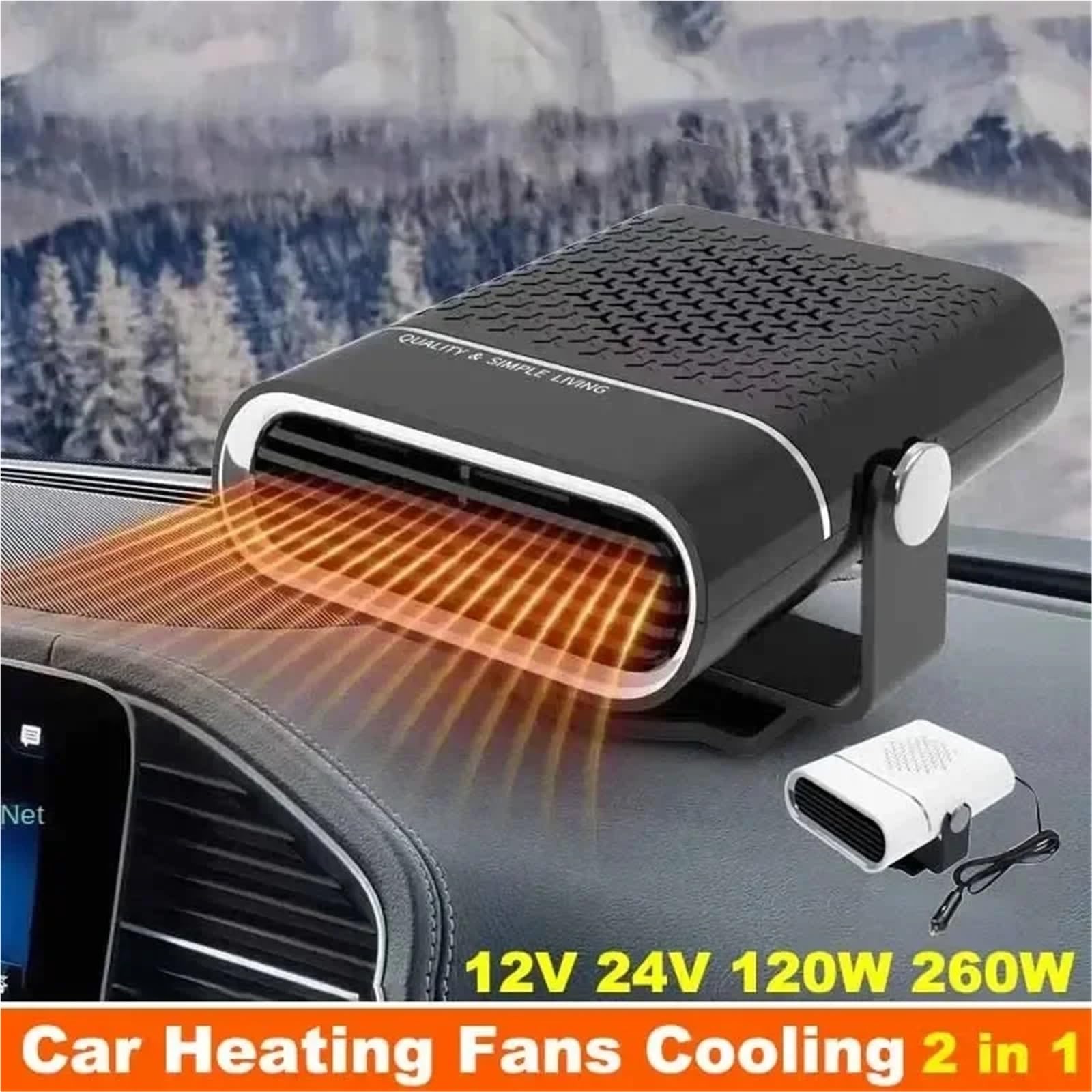 Calentador de aire diésel 12V 24V 120W 260W Calentador descongelante Mini Refrigeración 2 en 1 Ventiladores de calefacción para coche Desempañador de parabrisas eléctrico autónomo Calentador para co