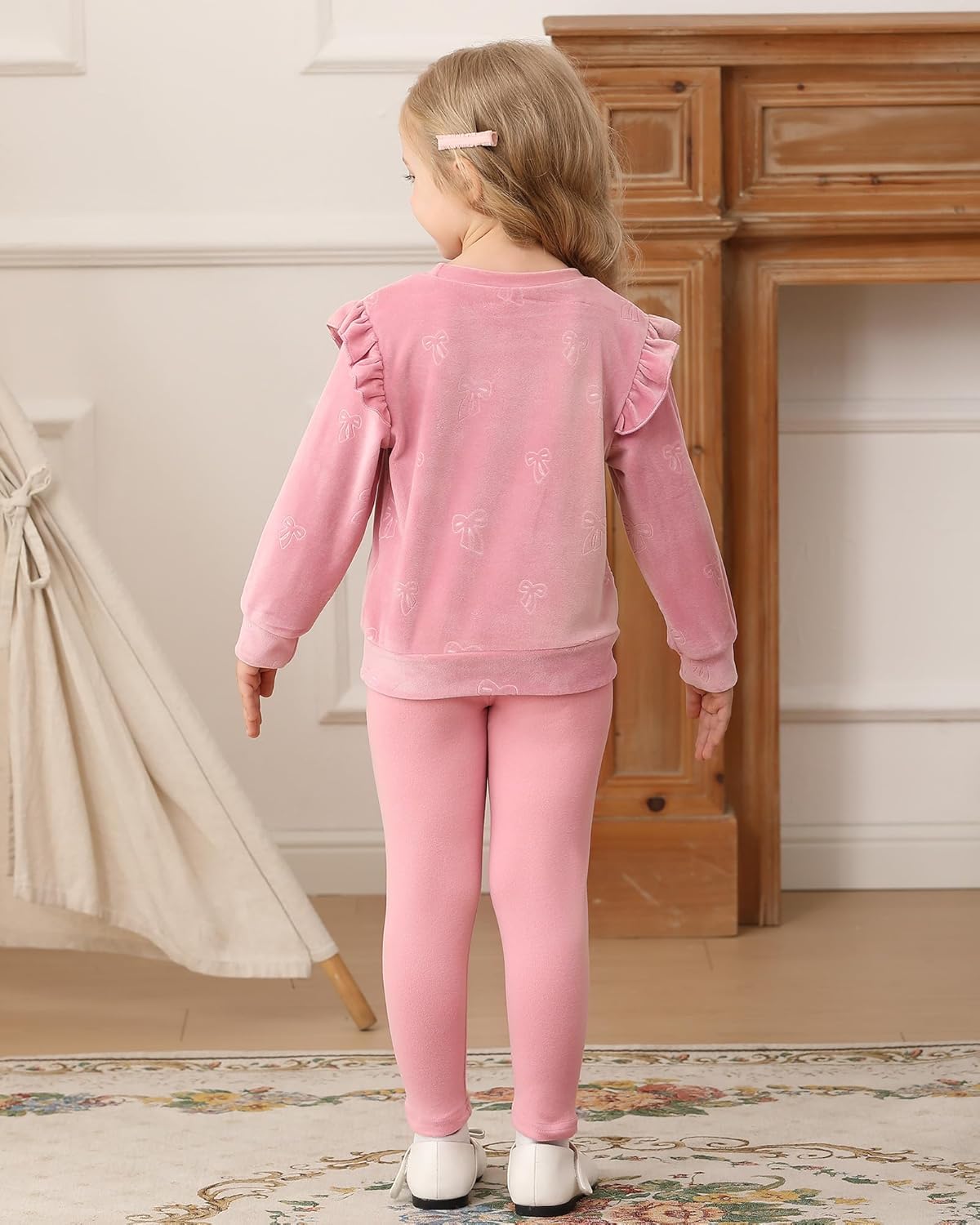 Jecson Toddler Girl Fall Clothes: Soft Warm Stretchy Outfits Set Ruffle Sleeve Sweatshirt and Leggings Cute Home & Out 2-8Y - Image 9