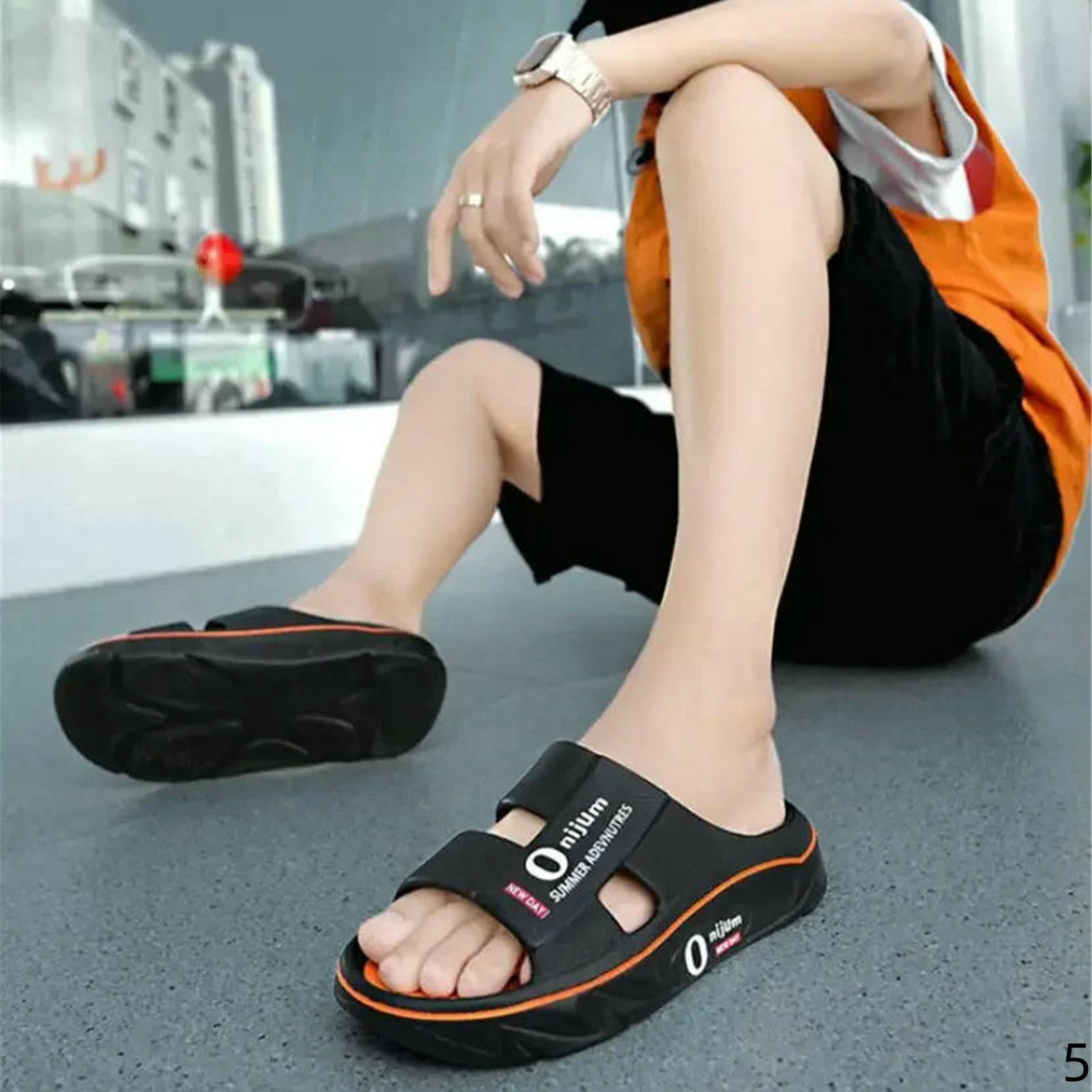 Claquette Hommes Chaussons Pour Sandales De Plage Intérieures En Plein Air Doux Antidérapants Slides Flip-flops Femmes Salle Bain Maison Chaussures