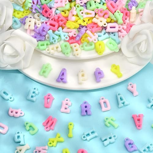 Miniatura 6 de LiQunSweet 1000 piezas de acrílico opaco con letras mixtas del alfabeto, dijes iniciales para aretes, collares, pulseras, llaveros, joyería