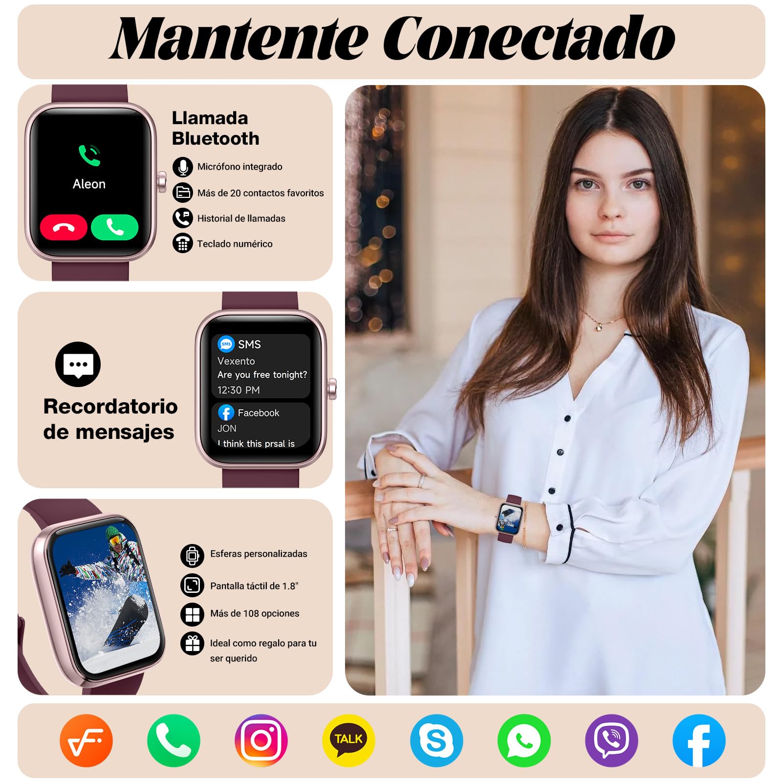 Smart Watch for Men Women with Bluetooth Call, Alexa Built-in, WhatsApp Notifications, Fitness Tracker with Heart Rate/SpO2/Sleep/Pedometer, 1.83" DIY Dial, 100+ Sports Modes, IP68 for Android iOS