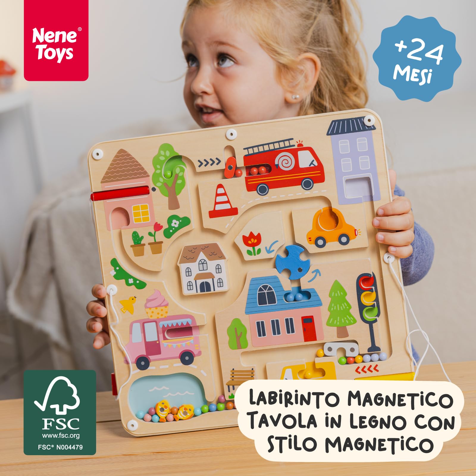 Nene Toys Labirinto Magnetico per Bambini 2+ Anni – Gioco Magnetico – Gioco da Viaggio Auto/Aereo 2 3 Anni – Busy Board Montessori – Motricità Fine & Coordinazione Mano-Occhio – Senza Schermo