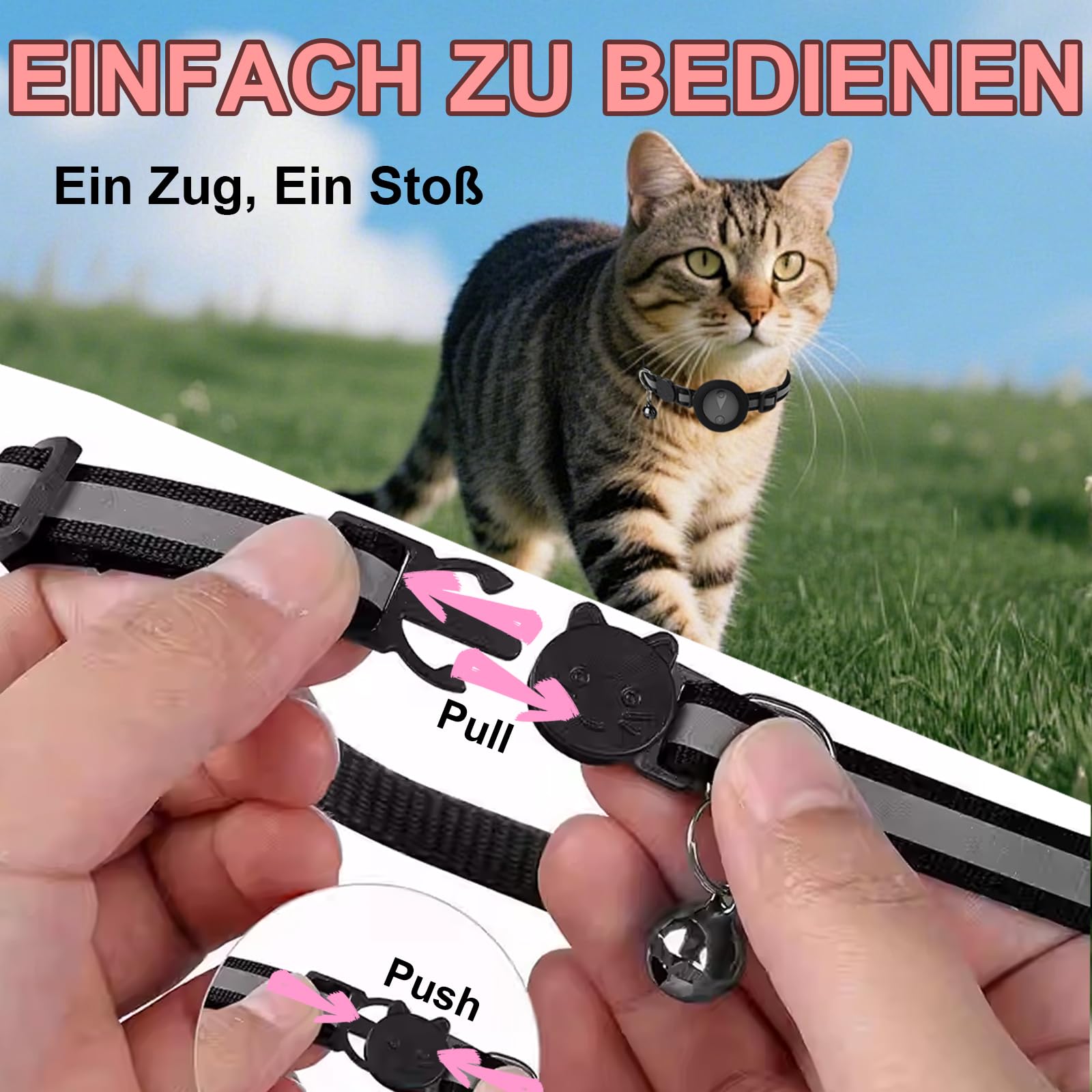 GPS Tracker Katze Kein Abonnement Erforderlich Tracker Katze Unterstützt Android & iOS Katzenhalsband Mit GPS Aktivitätenverlauf Katzen GPS Tracker Echtzeit-Standortverfolgung – Mattschwarz